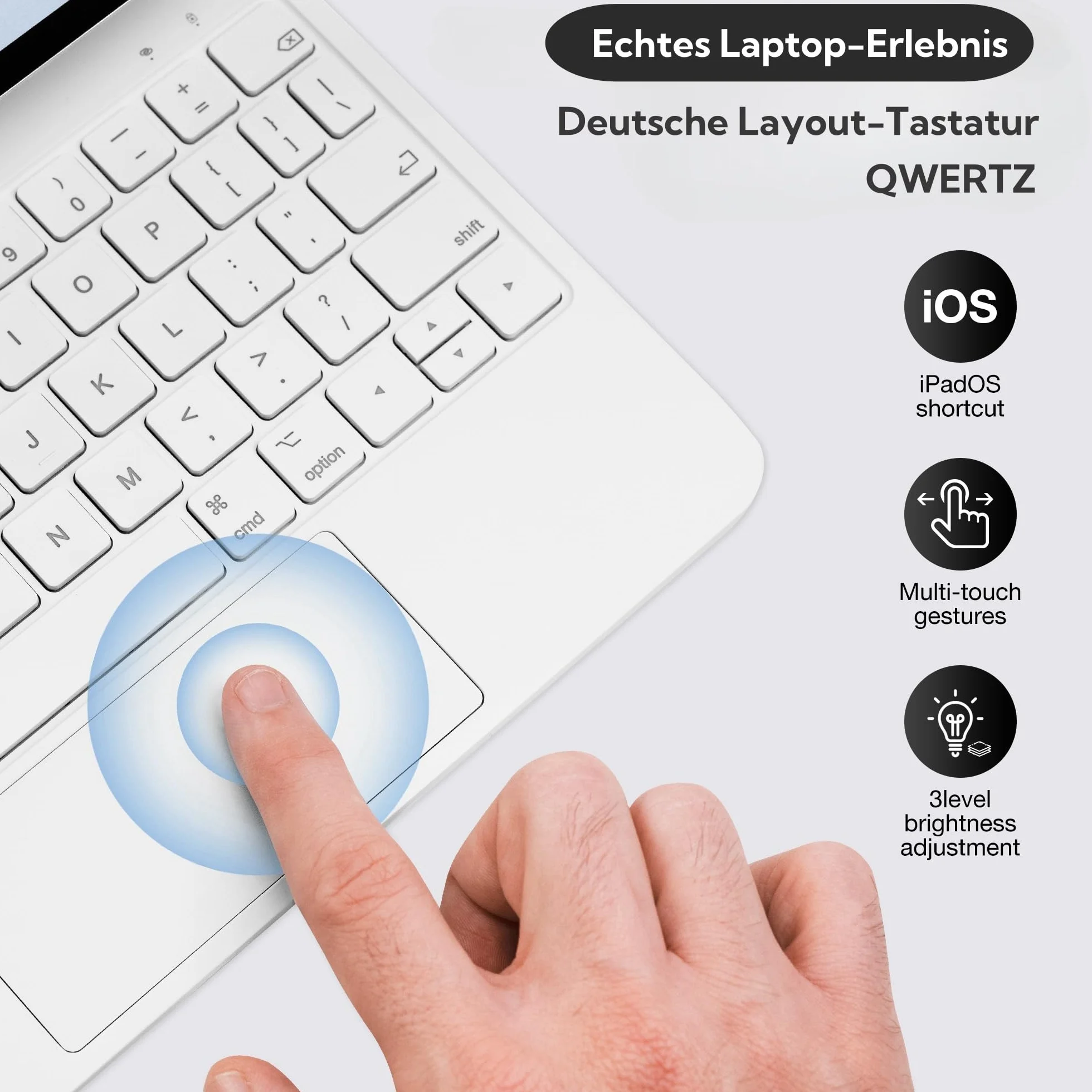 Magic Keyboard Case do iPad Air 11 cali (M3/M2, 2025/2024), Pro 11 (4/3./2./1. Gen) & Air 5./4. Gen 10,9", magnetyczna obudowa klawiatury z gładzikiem, QWERTZ