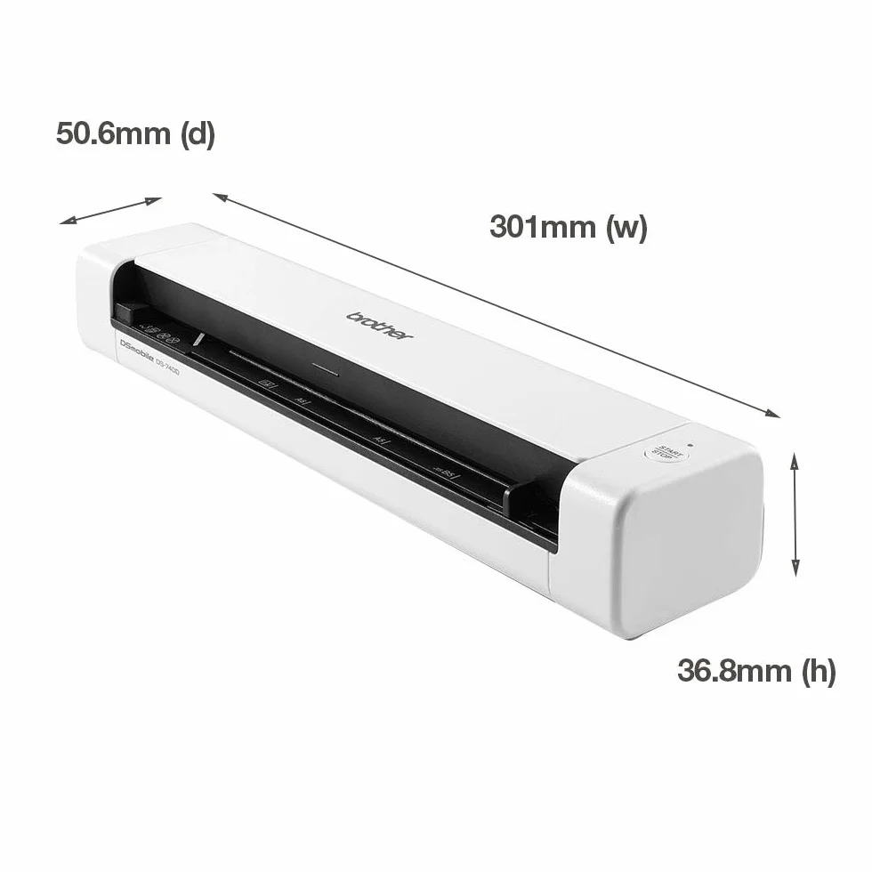 Brother DS-740D skaner dokumentów, USB 3.0, DSMobile, przenośny, skanowanie dwustronne, 15 PPM, skaner A4, w zestawie kabel micro USB, biały
