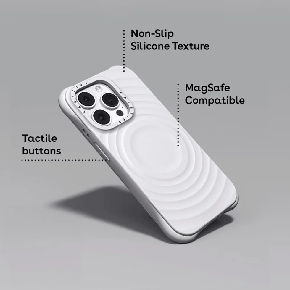 CASETiFY Etui do iPhone'a 15 Pro - Ripple kompatybilne z MagSafe Sky Blue | Silikon | teksturowane fale, 2 m, 2 x ochrona przed upadkiem klasy wojskowej, błękitny