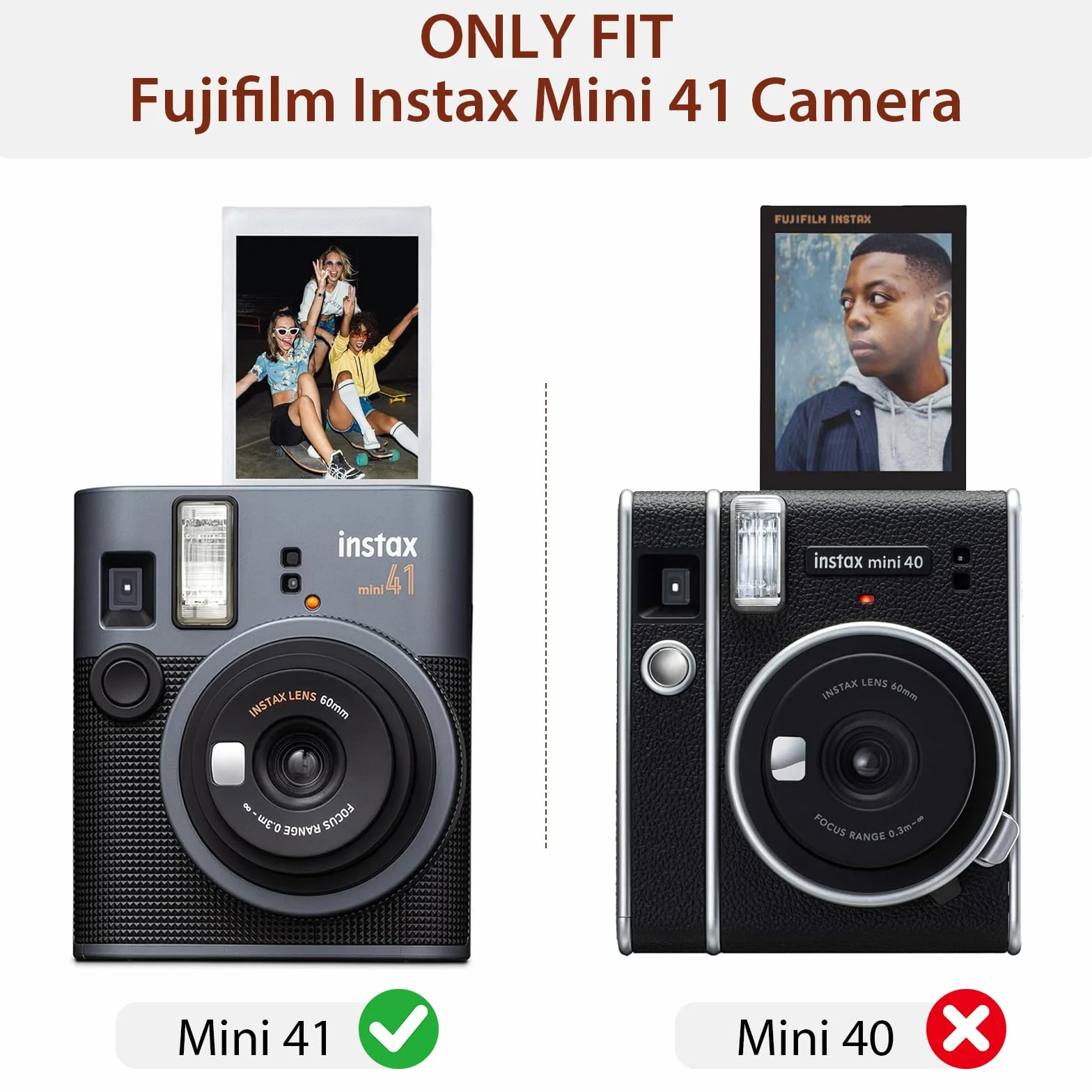 FINTIE Etui ochronne do Fujifilm Instax Mini 41 aparat natychmiastowy – wysokiej jakości wegańska skóra pokrowiec ze zdejmowanym regulowanym paskiem, Vintage czarny, torba na aparat fujifilm