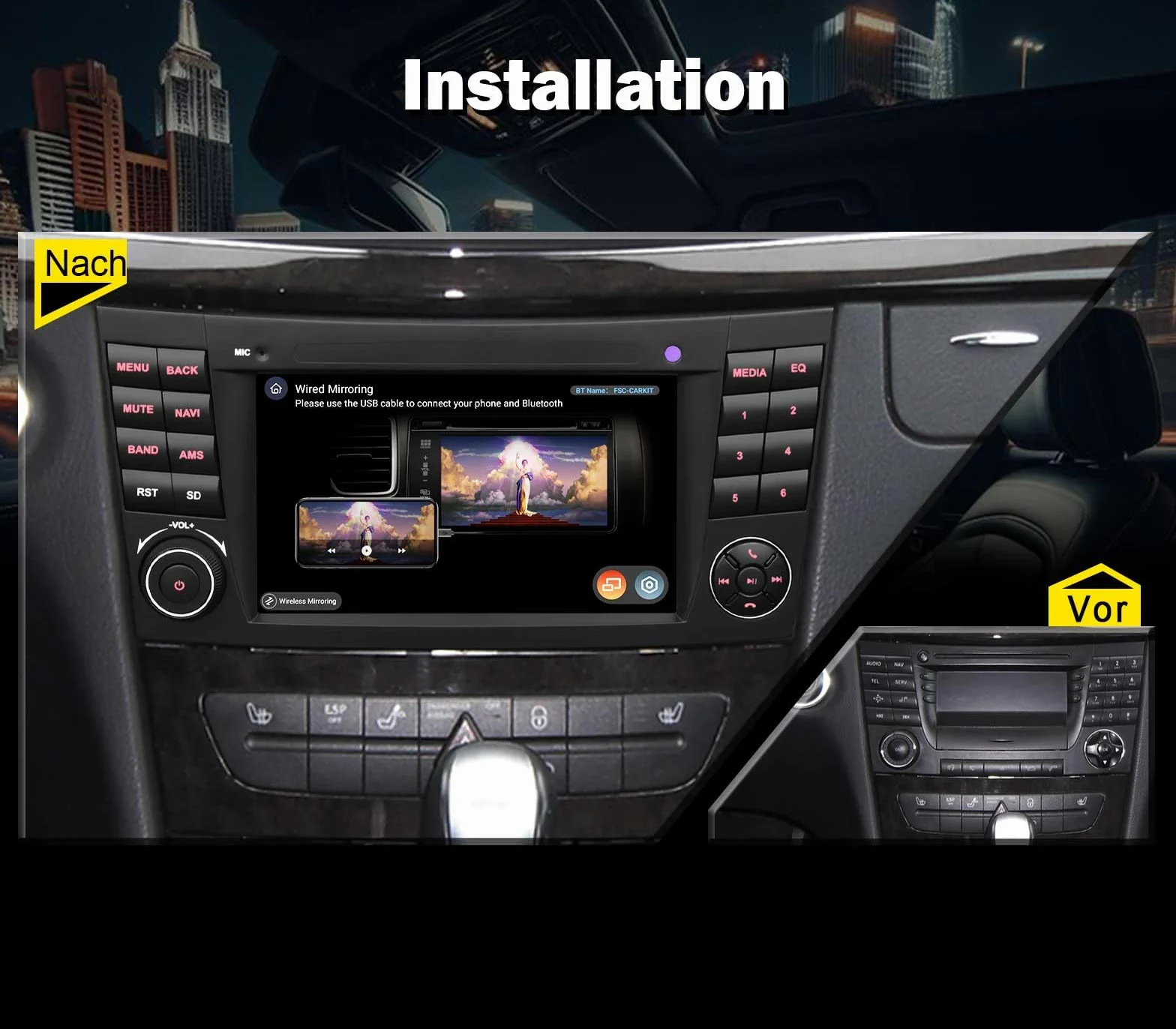 Erisin Qualcomm 8 GB + 128 GB 8-rdzeniowy Android 14 radio samochodowe Bluetooth do Mercedes Benz klasy E W211 CLS klasa W219 7 cali IPS ekran dotykowy 2Din Radio CarPlay Android Auto DAB+ WiFi 4G DSP