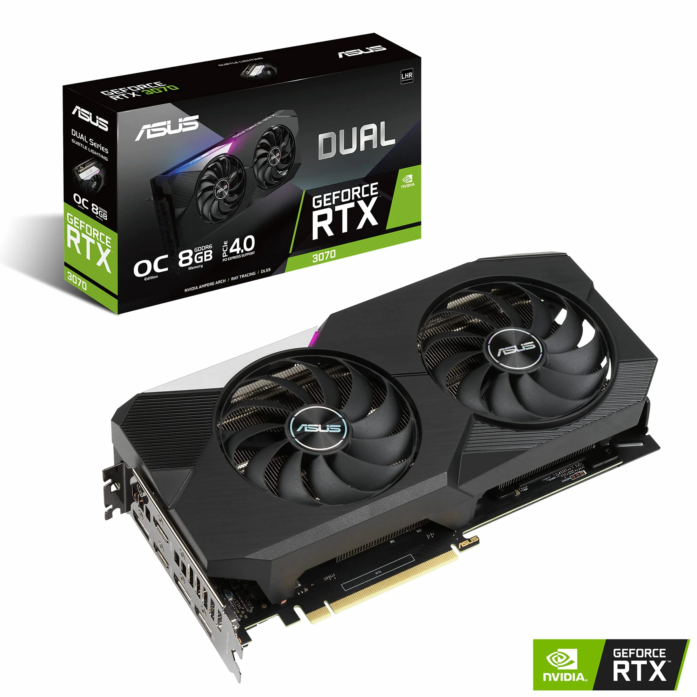 ASUS Dual Nvidia GeForce RTX 3070 V2 8 GB OC Edition Gaming karta graficzna (Lite Hash Rate (LHR), pamięć GDDR6, PCIe 4.0, 2x HDMI 2.1, 3x DisplayPort 1.4a, DUAL-RTX3070-O8G-V2)