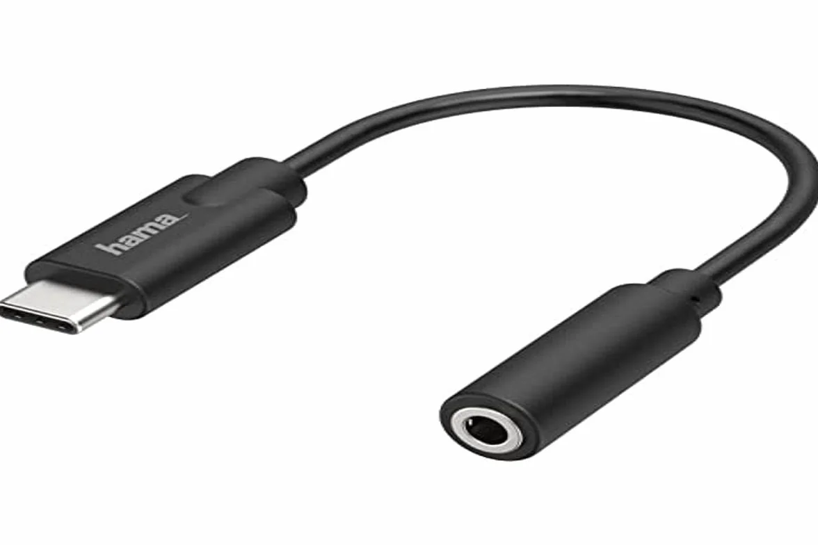 Hama adapter USB C wtyk - Jack 3,5mm gniazdo (mini Jack, USB typ C, przejściówka, kabel, przewód, karta dźwiękowa USB, audio, aux) czarny