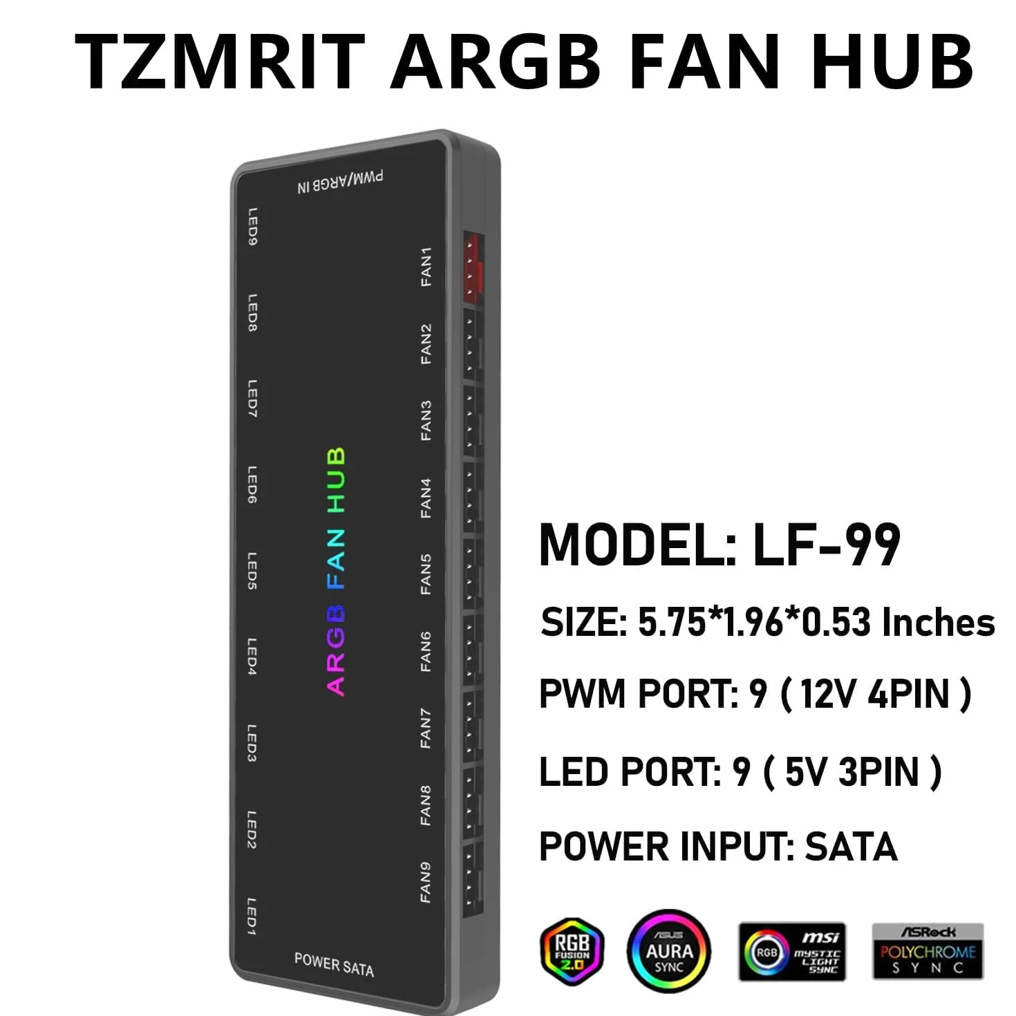ARGB PWM koncentrator wentylatora 18 portów 5 V 3-pin i 12 V 4-pin 2 w 1 z magnetyczną podstawą