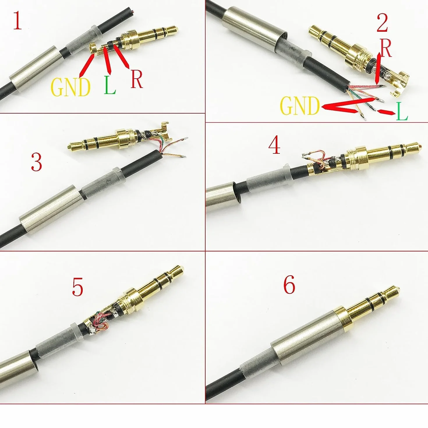 RUNCCI-YUN 7 szt. wtyczek stereo 3,5 mm, gniazdo audio 1/8" typu lutowane 3,5 mm złącze DIY 3,5 mm gniazdo słuchawkowe zamienne gniazdo audio 3,5 metalowa naprawa TRS 3-biegunowa wtyczka męska stereo