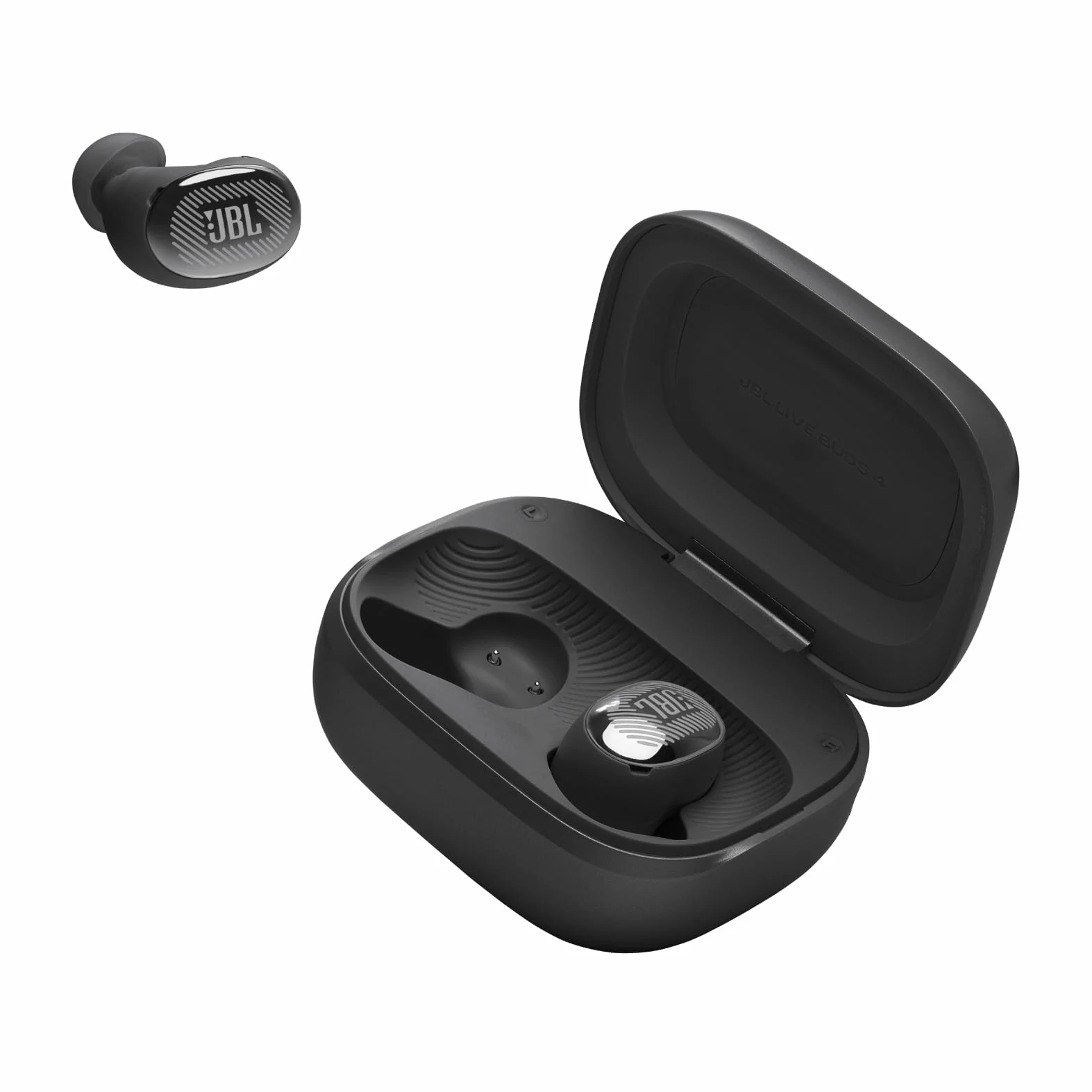 JBL Live Buds 4, Bezprzewodowe Słuchawki Bluetooth, Czarne | 40Hrs, True Adaptive Noise Cancelling i Dźwięk JBL Signature, Wodoodporność IP55, Inteligentne Etui ładujące