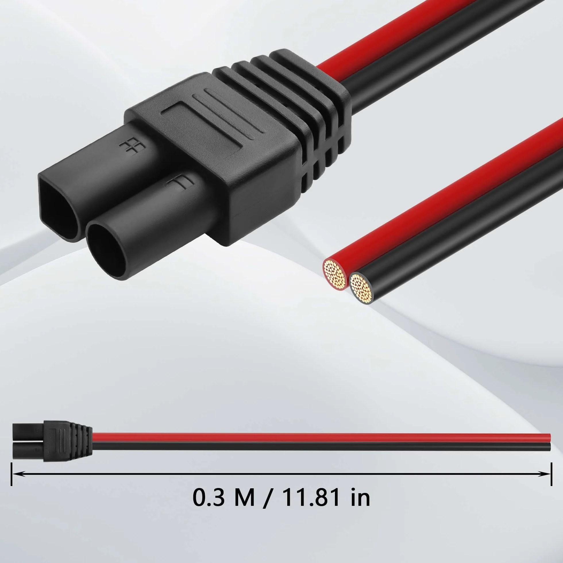 GINTOOYUN 2 szt. wtyczka EC5 Power Pigtails kabel 12AWG EC5, wtyczka do gołego drutu, kabel naprawczy z wodoodporną nasadką do akumulatorów samochodowych (11,81 cala), wtyczka EC5 0,3 m