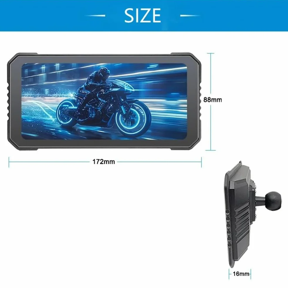 6,25 rejestrator motocyklowy, bezprzewodowy CarPlay do systemu Android, nawigacji GPS, Bluetooth, wodoszczelny ekran dotykowy