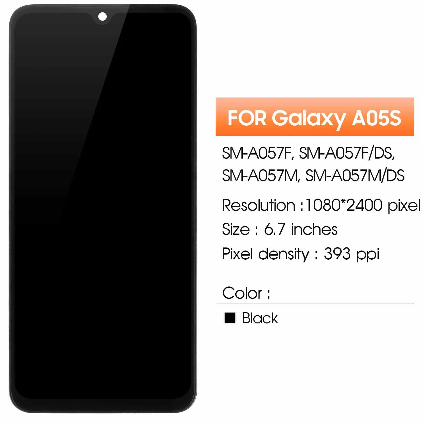 Ekran do Samsung Galaxy A05S LCD, do Samsung Galaxy A05S ekran LCD Digitizer A057 montaż dotykowy SM-A057F SM-A057M SM-A057G (czarny z ramą)
