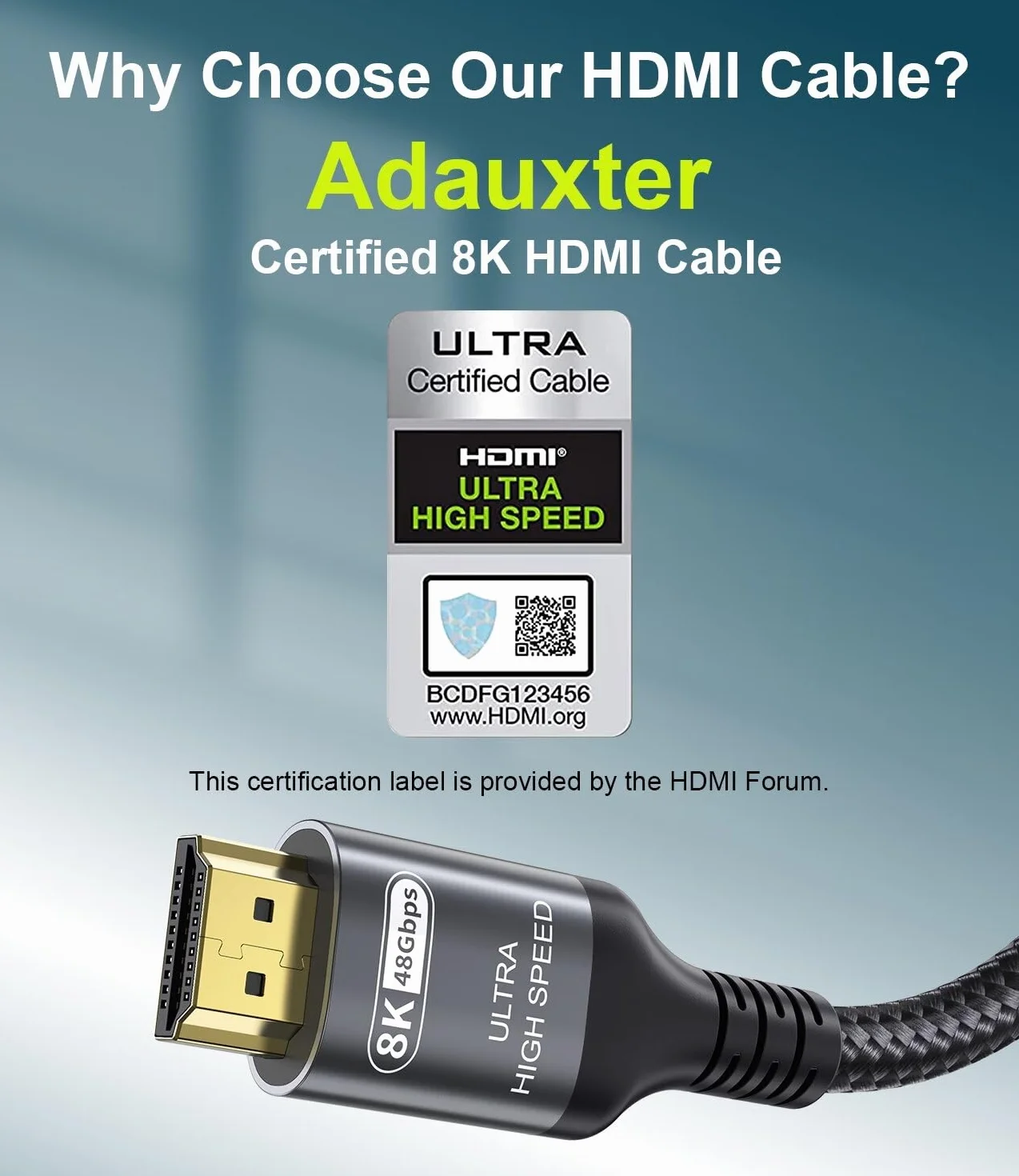 Certyfikowany 10K 8K Kabel HDMI 2.1 0.5M, 48Gbps Ultra Wysoka Prędkość Kabel HDMI Ethernet CEC 4K 240Hz 144Hz 120Hz 10K 8K 60Hz ARC eARC HDCP2.3 HDR10+ PC Laptop TV Monitor Projektor PS5 X-Box