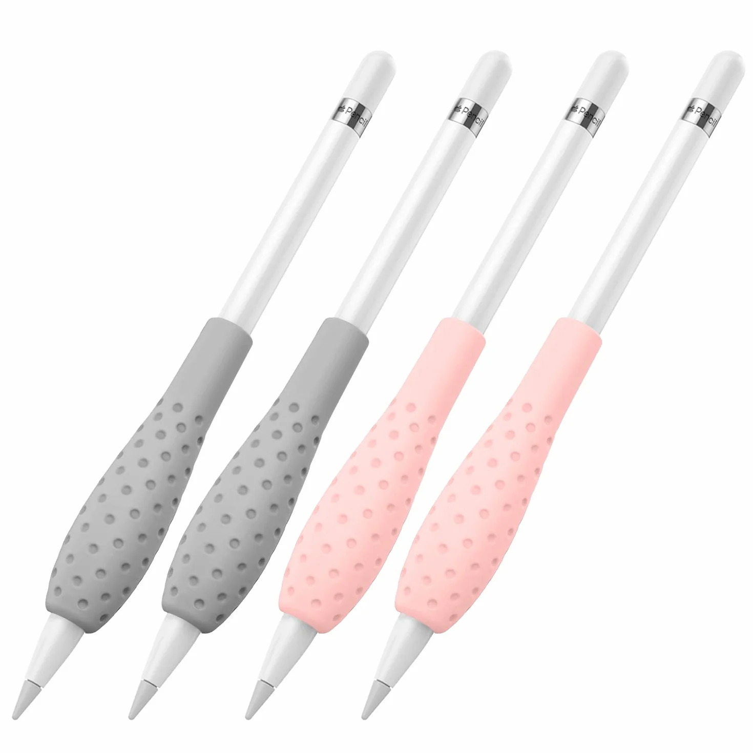 MoKo Silicone Grip Holder Ergo Protective Case for Apple Pencil 1st 2nd Generation, 4 Pack, Gray Pink