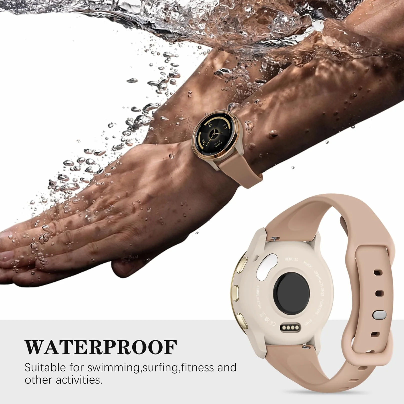 5 sztuk, 18 mm, smukły pasek sportowy kompatybilny z Garmin Venu 3S / Vivoactive 4S / Venu 2S / Vivomove 3S, cienki, miękki silikonowy pasek zamienny do zegarka Garmin Forerunner 255S/265S, dla