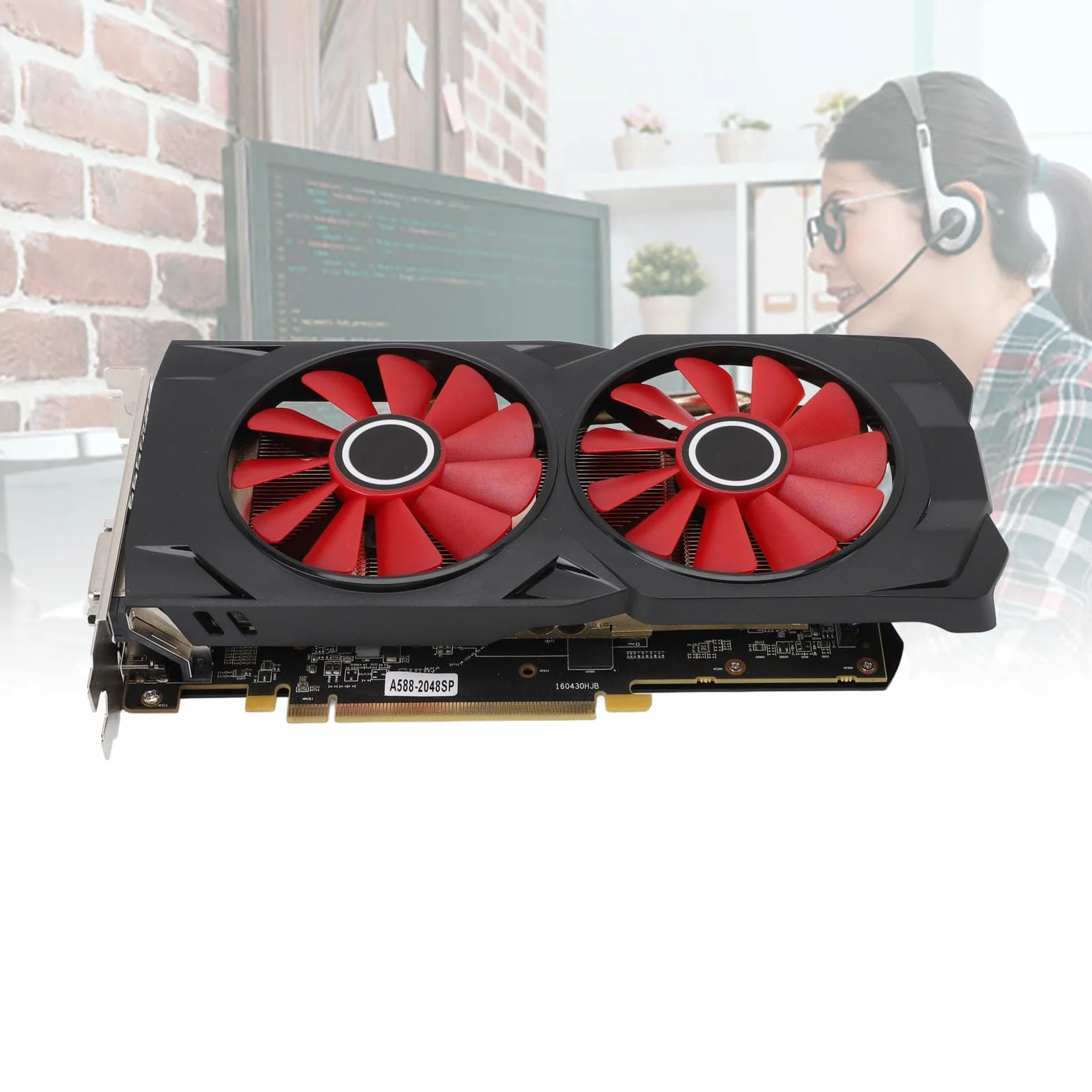 ciciglow Karta graficzna GDDR5 8 GB, karta graficzna 256 bit GPU PCI Express 3.0 X 16, karta graficzna do gier z 2 wentylatorami chłodzącymi do gier 4K Gaming PC 1080p, 3A