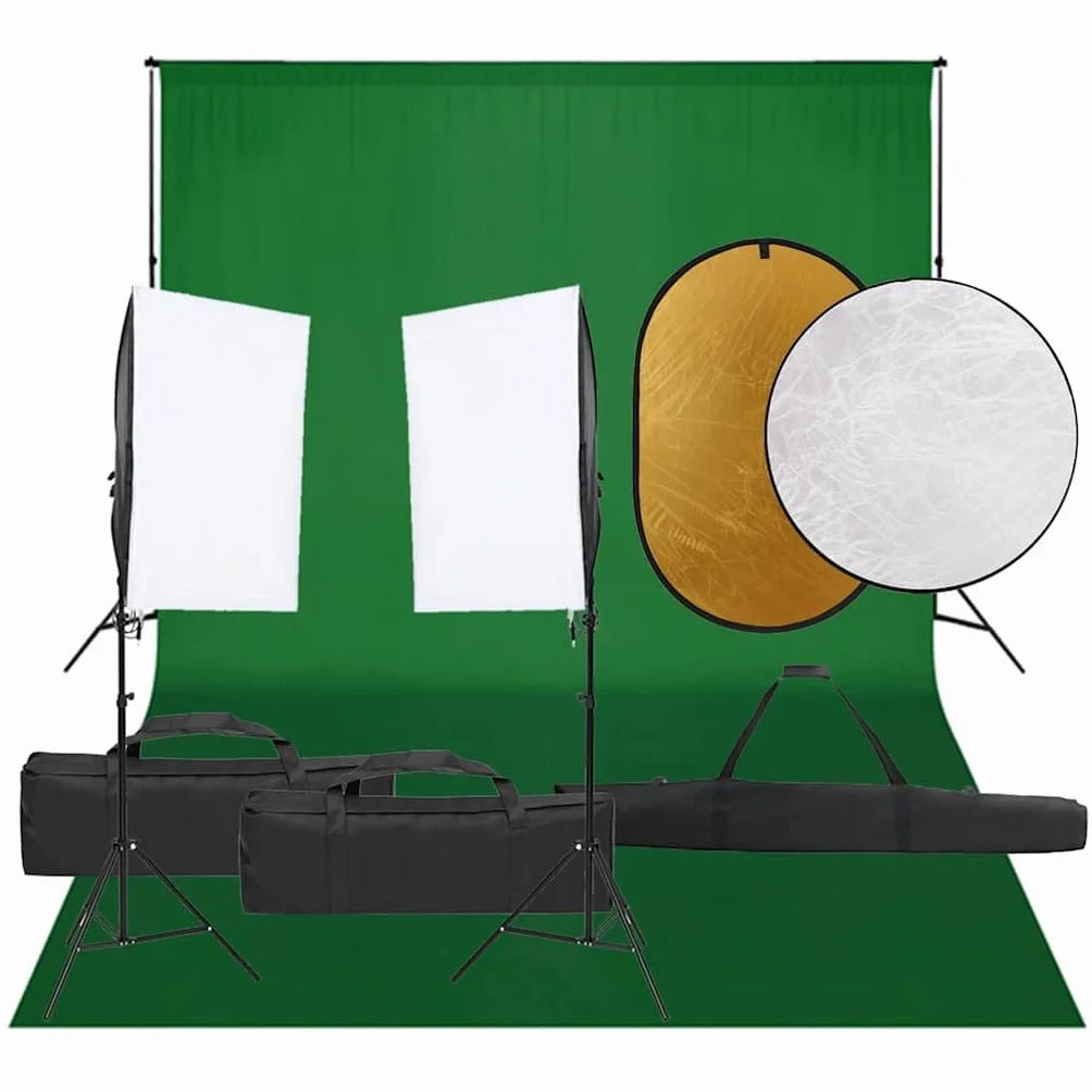Zestaw do studia fotograficznego z oświetleniem Softbox, systemem tła i reflektorem 5 w 1, ściemniana lampa studyjna LED ze statywem do fotografii, wideo, portretów, streamingu i sprzętu Vloga