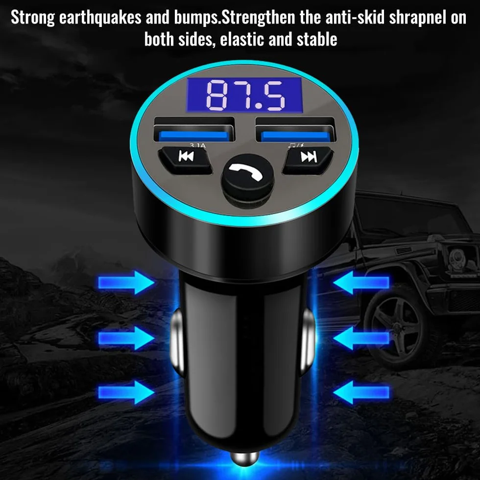 Transmiter FM Bluetooth Samochodowy QC3.0 Dual USB Zestaw Głośnomówiący