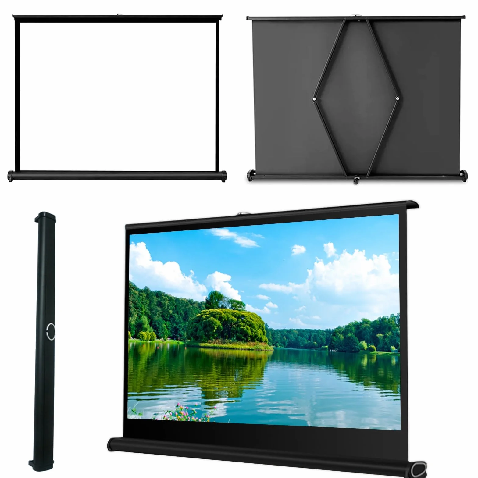 Ręczny ekran projektora, składany przenośny ekran filmowy, 16:9 4K HD, 76.2 cm 101.6 cm 127.0 cm lekki ekran projekcyjny do kina domowego (4:8.4 cm)