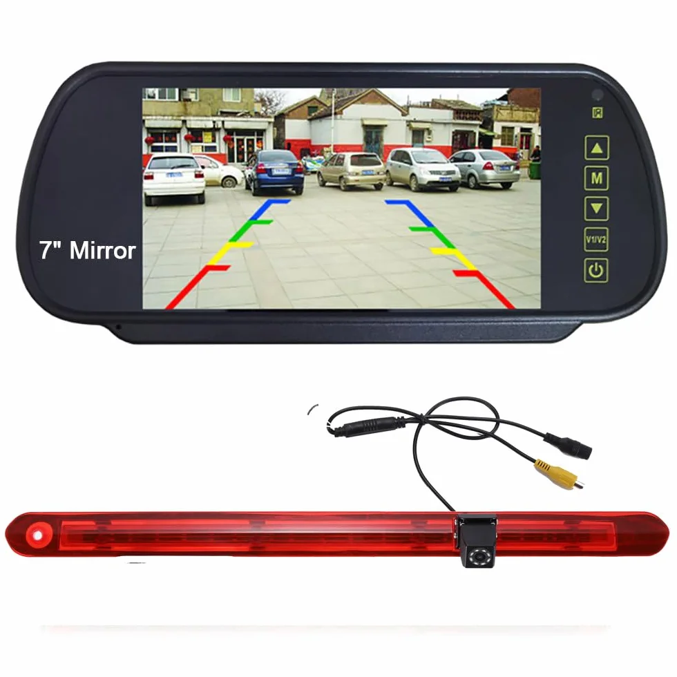 Światło hamowania samochodu, system cofania, światło hamowania, widoczność w nocy, kamera cofania z 8 diodami LED + 7 cali LCD lusterko wsteczne zamiennik do Mercedes Benz Vito W447 furgon Tourer V260