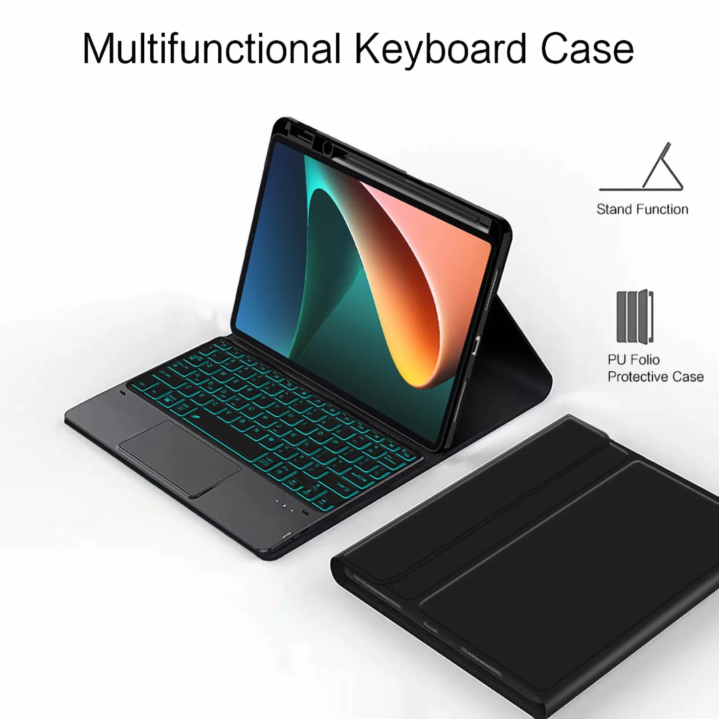 Etui z Klawiaturą do Redmi Pad SE 11" 2023, 7 Kolorów Podświetlenia, Magnetyczna Odłączana Klawiatura Bezprzewodowa z Uchwytem Na Rysik S Pen