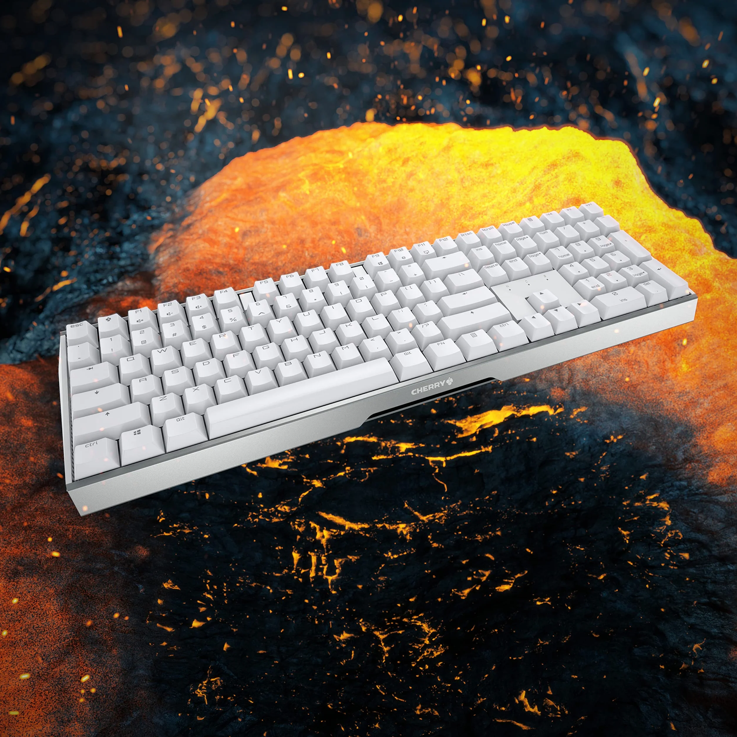 CHERRY MX Board 3.0 S Przewodowa klawiatura do gier QWERTY, Międzynarodowy układ USA MX Niebieskie Przełączniki bez oświetlenia, biały