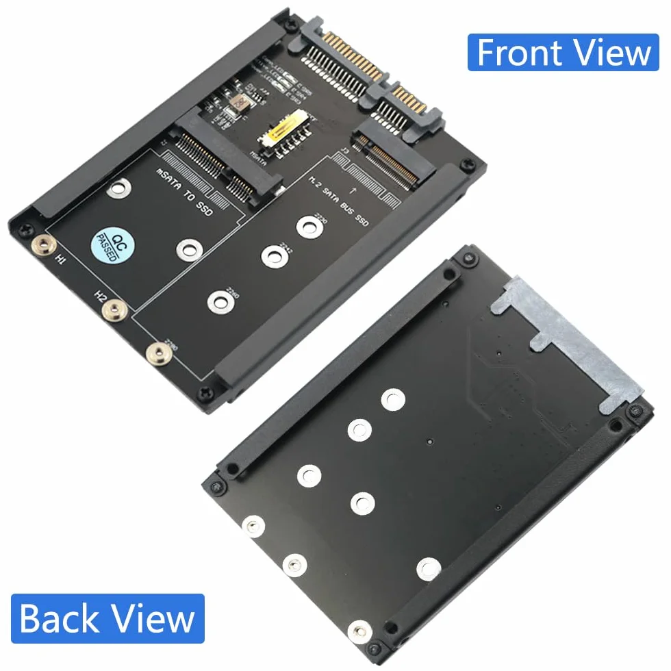 2 w 1 MSATA i B Key SSD na 2,5-calowy SATA III z uchwytem ramowym, który zachowuje dysk mSATA SSD jako 2,5-calowy dysk SATA 7 mm