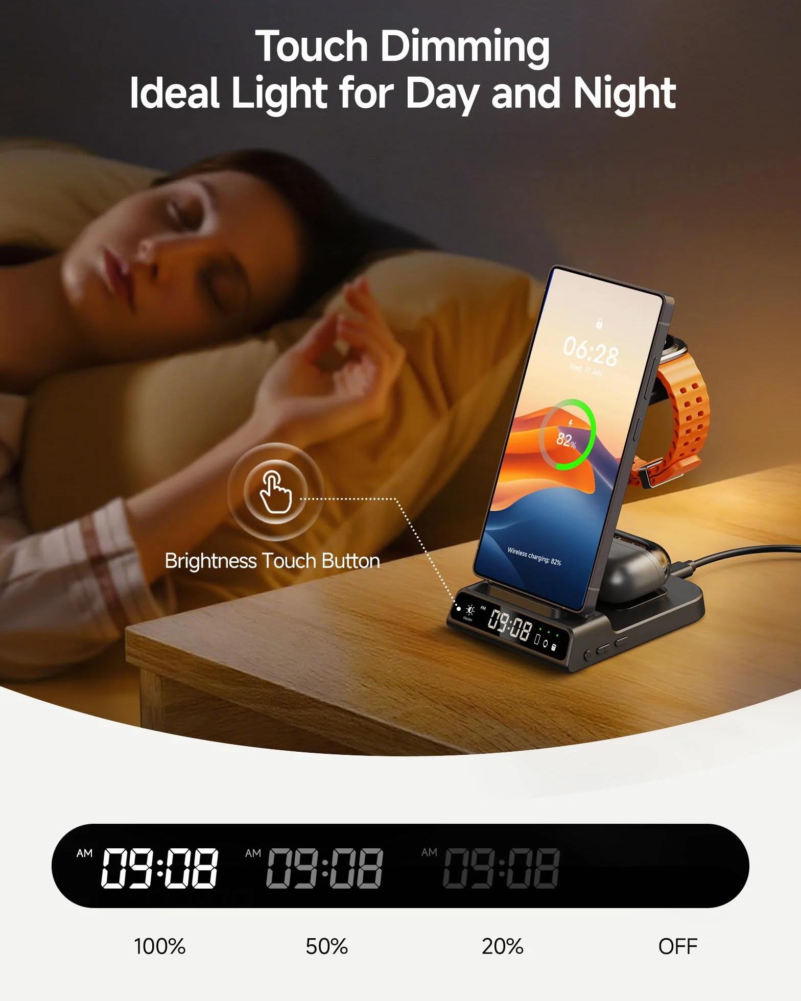 Bezprzewodowa ładowarka do Samsung Galaxy S24 Ultra/Z Flip 5/S23 Ultra/S23+, ładowarka do Galaxy Watch 6/6 Classic/5/4 i Buds 2/Pro