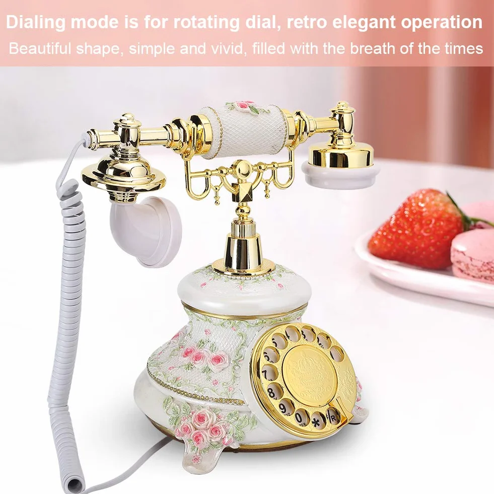 Festnetztes schnurgebundenes Telefon, antike Telefone mit Drehknopf, Vintage-Festnetz im Retro-Landhausstil, festes schnurgebundenes Schreibtischtelefon für zu Hause