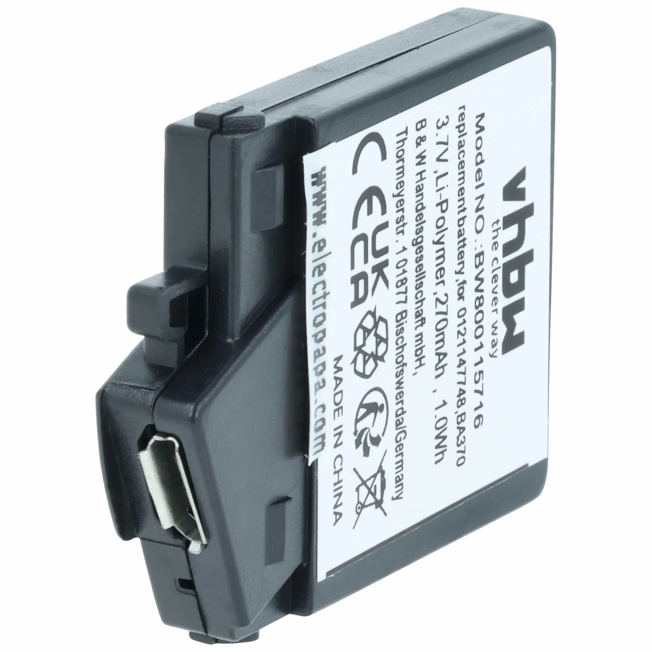 vhbw 2x Bateria Zastępuje Sennheiser BA370 BA 370 PX do Słuchawek Bezprzewodowych 270 mAh 3,7 V Li-Pol