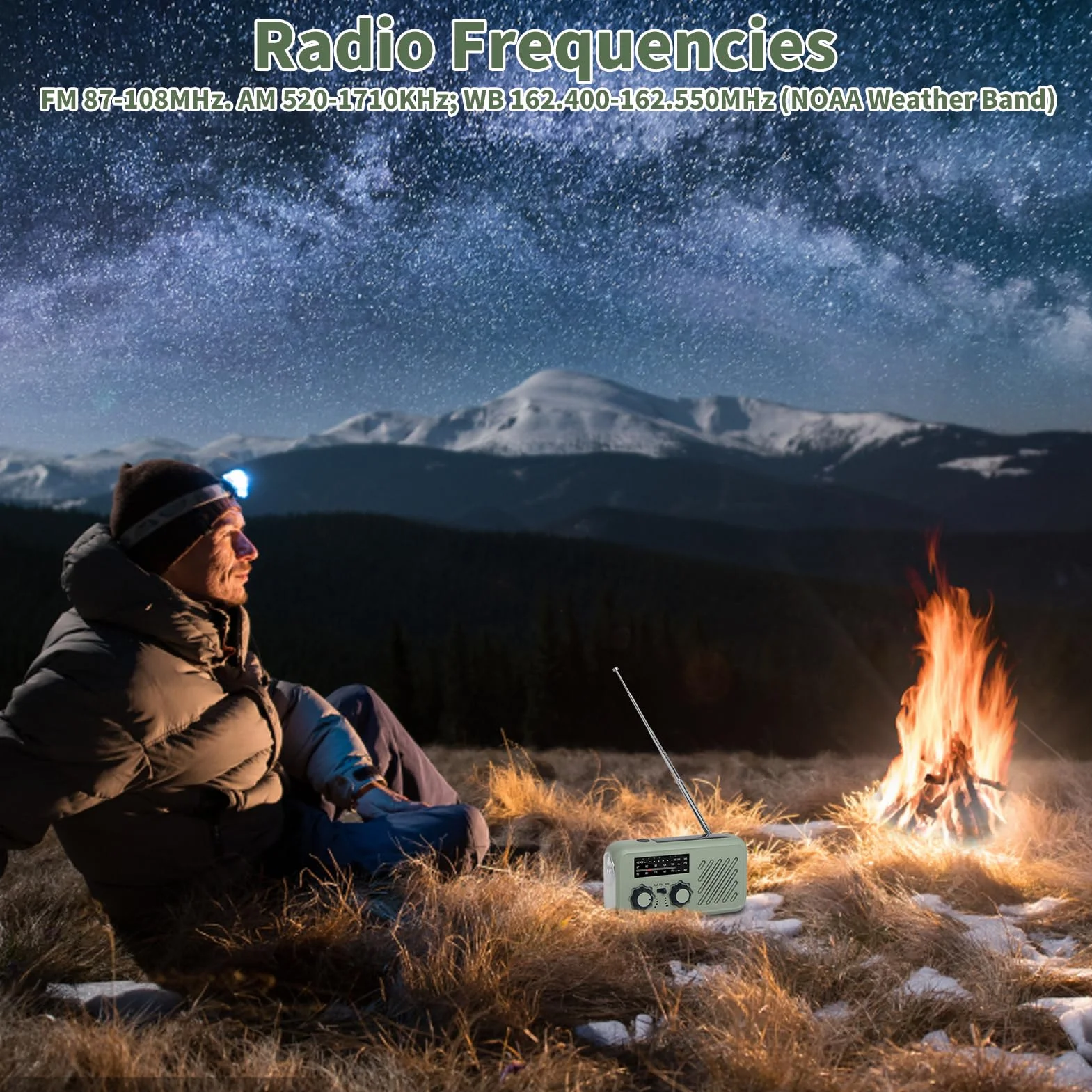 Fyearfly radio korbowe 2000mAh z dynamo, radio awaryjne ładowane solarnie, powerbank USB, radio AM/FM z alarmem SOS, światło LED do kempingu na zewnątrz