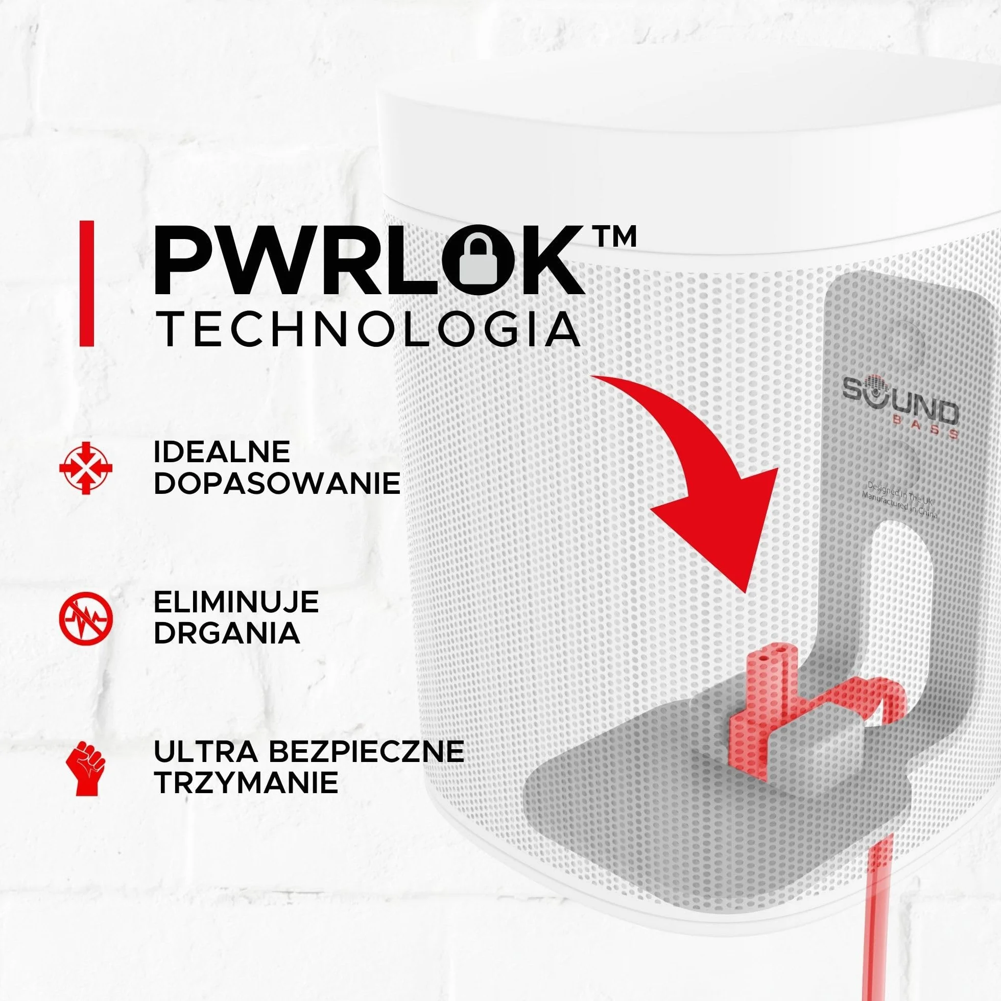 ONE, Gen 2, SL & Play:1 Uchwyt Ścienny, Zestaw Podwójny (2 szt.), Biały, Kompatybilny z Sonos ONE, Gen 2, ONESL i PLAY1