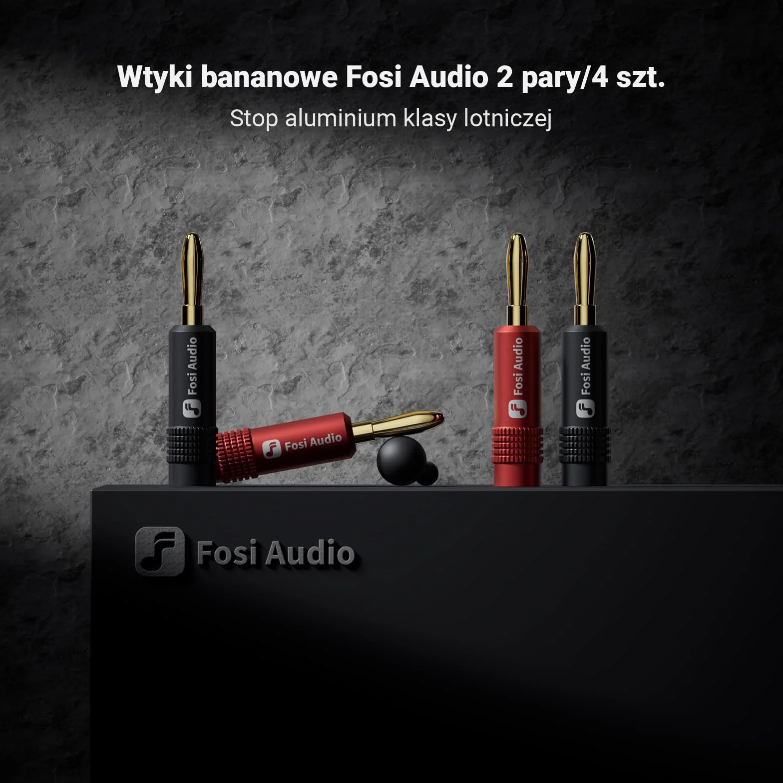 Fosi Audio Wtyki Bananowe Pozłacane 2 Pary do Przewodów Głośnikowych