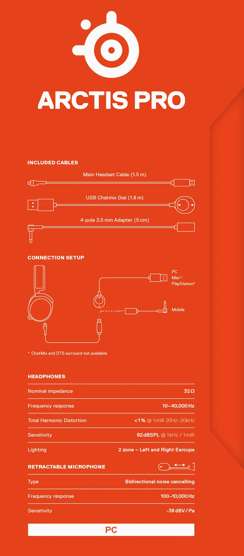 SteelSeries Arctis Pro – Gamingowy zestaw słuchawkowy – Przetworniki Hi-Res – DTS Headphone:X v2.0 Surround