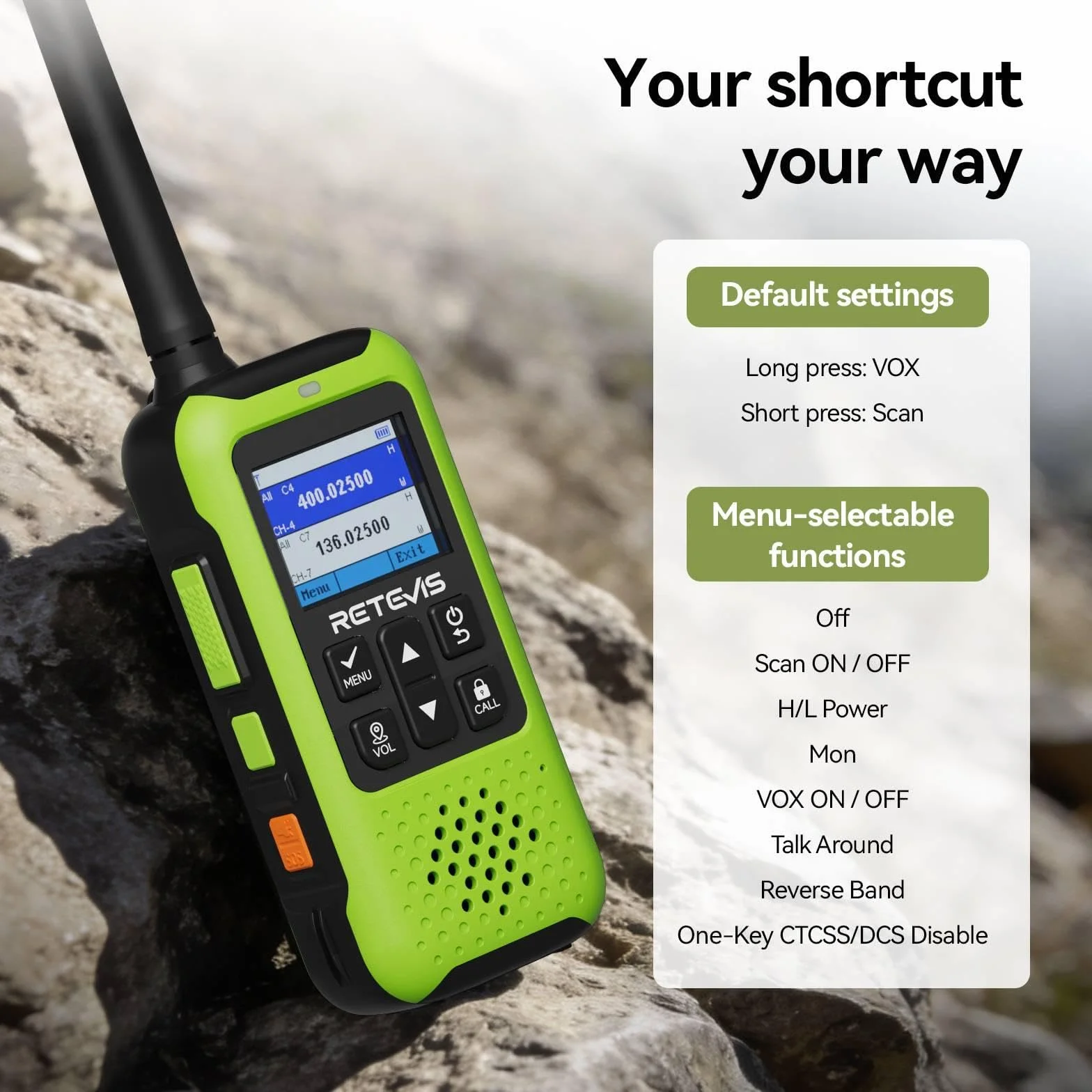 Retevis EZTalk 65 Dwubandowe Radiotelefony, Dwukierunkowa Nawigacja GPS BDS, Programowalne Częstotliwości przez APP, Przenośne Radiotelefony do Awarii, Wspinaczki Górskie (2 Pary)