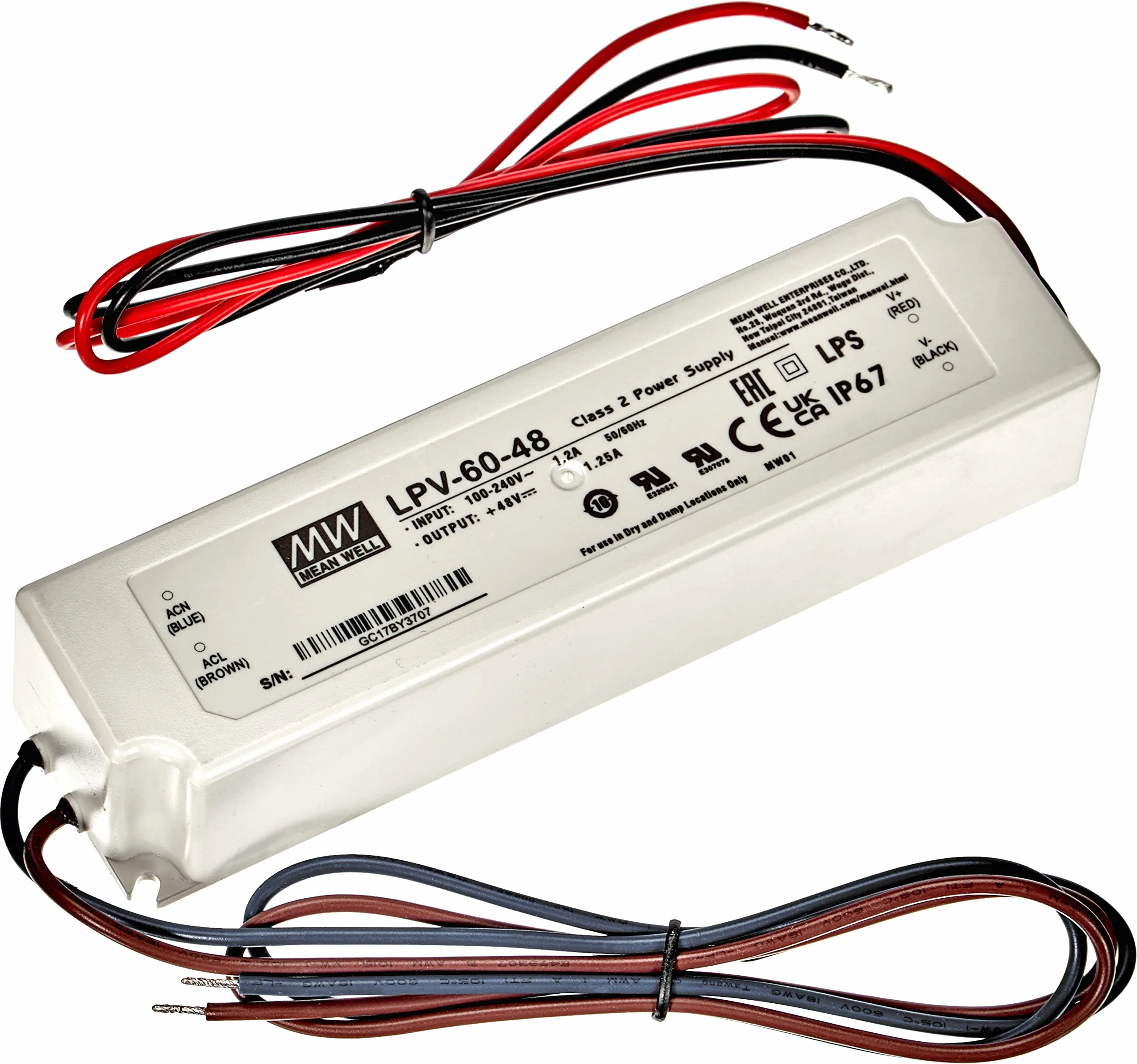 MeanWell, LPV-60-48 zasilacz sieciowy LED 60 W 48 V 1,25 A; zasilacz impulsowy