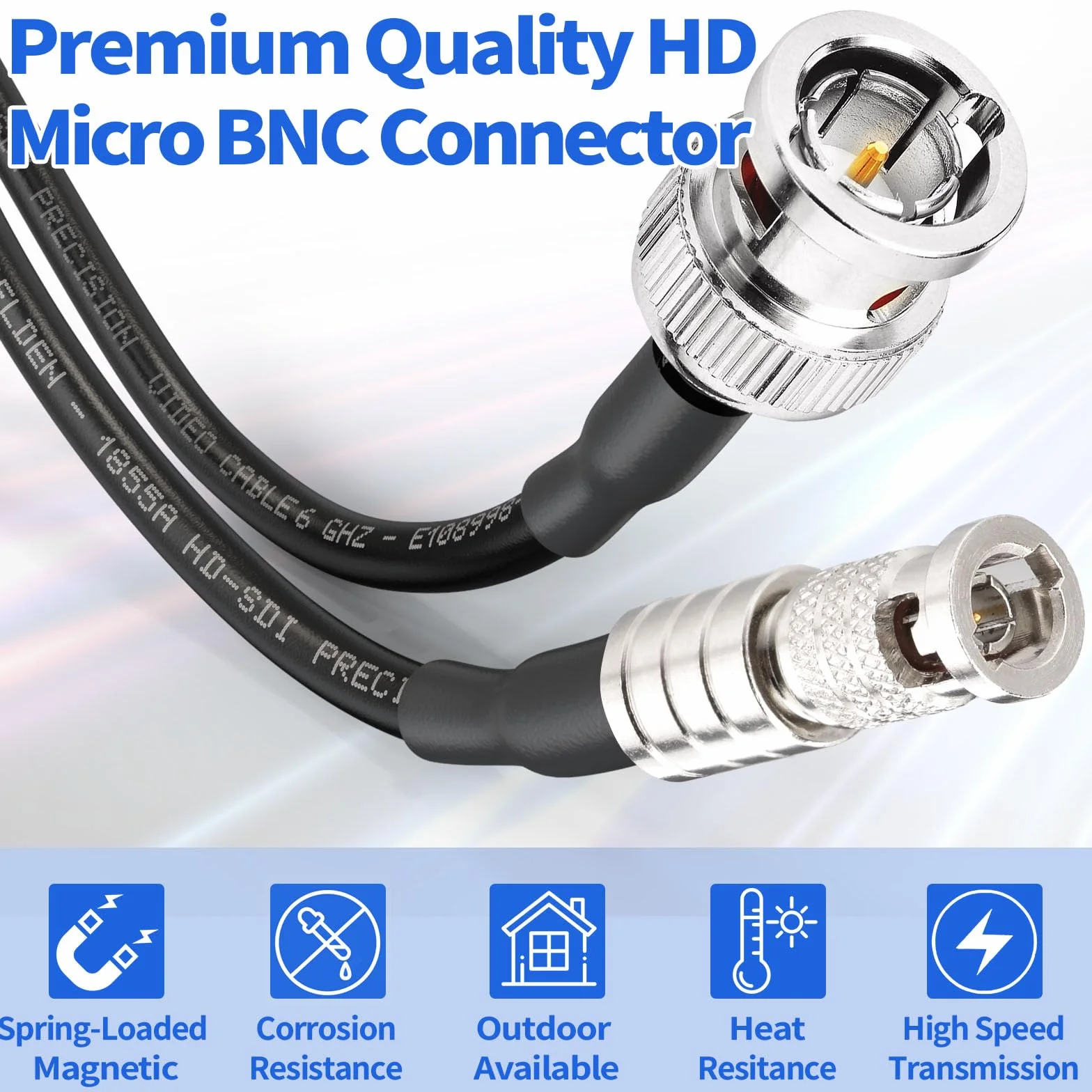 Superbat BNC 3G/6G/HD 30cm Cable, BNC Male to Micro Male 75Ohm Belden 1855A for Camera, Digital Video Transmission, Blackmagic