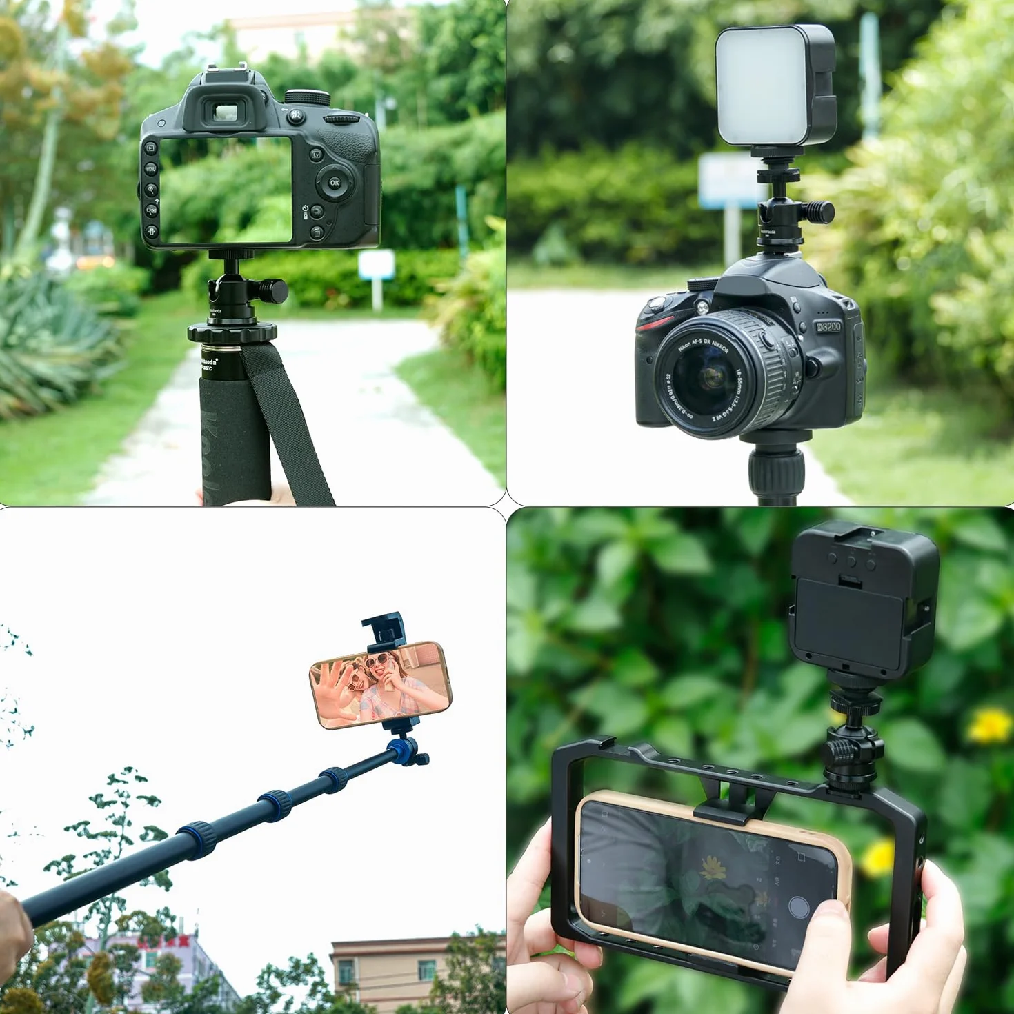 Koolehaoda Mini głowica kulowa z mocowaniem na zimno, panoramiczny aluminiowy uchwyt kulowy 360° ze śrubą 1/4" do statywów fotograficznych, monopodów, kamer, lamp, mikrofonów