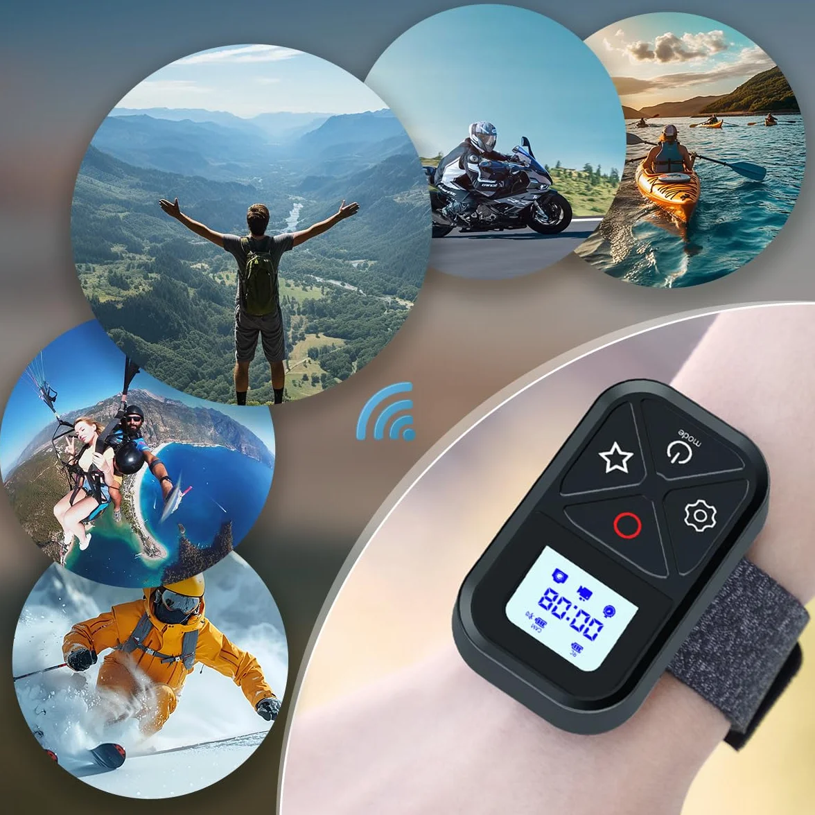 AFAITH Inteligentny bezprzewodowy pilot zdalnego sterowania do GoPro Hero 12/11/10/9/8 Black/dla GoPro Max, kontroler do GoPro Hero 12/11/10/9/8/MAX Czarny