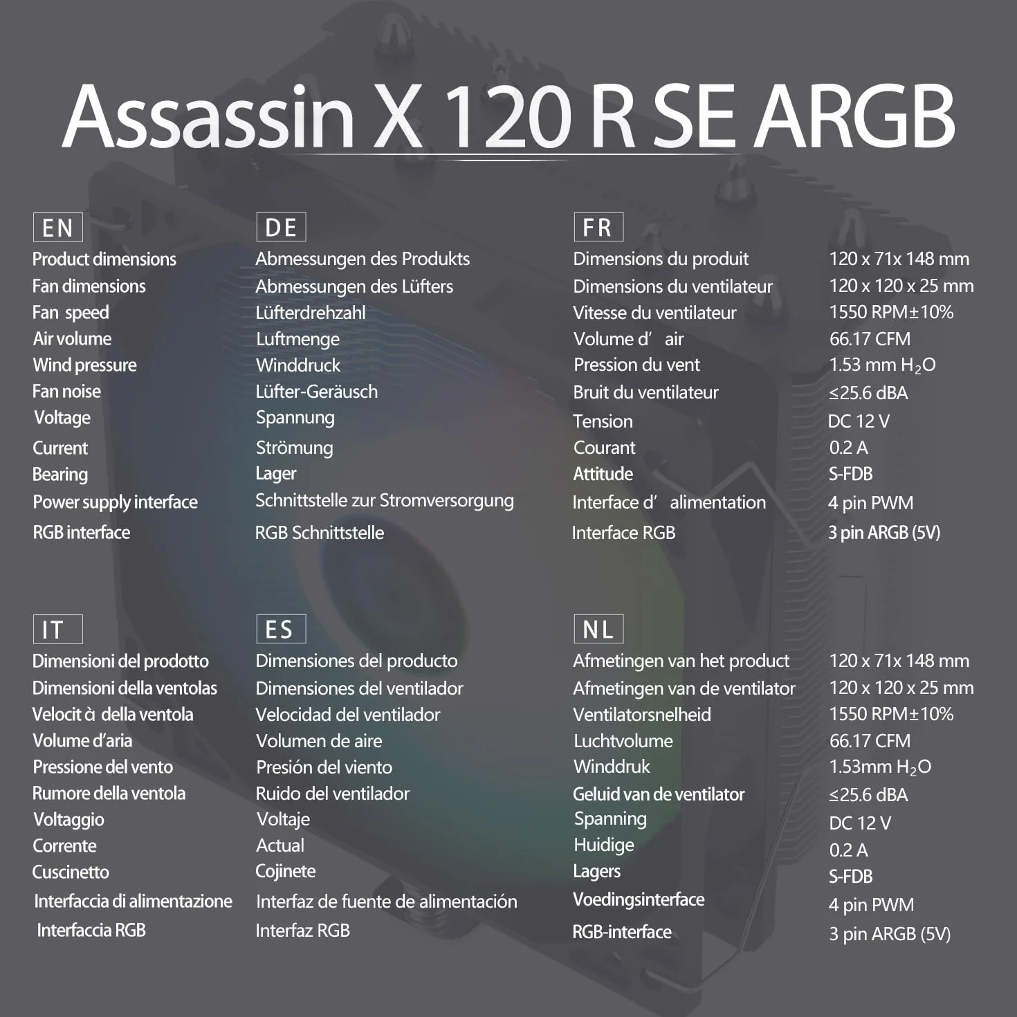Thermalright Assassin X 120R SE ARGB Chłodnica CPU 120 mm 4 rury cieplne AMD AM5 Intel LGA1851/1700/115x/1200