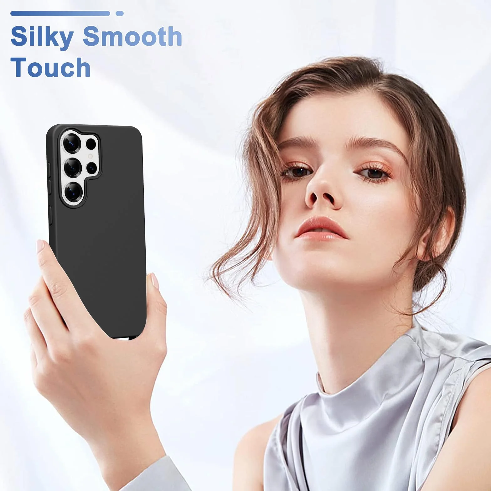 Etui na Samsung Galaxy S26 Ultra ze smyczą, silikonowe etui naszyjnik z paskiem na szyję, przenośne, regulowane, odporne na wstrząsy etui typu bumper do S26 Ultra z łańcuszkiem, Czarny