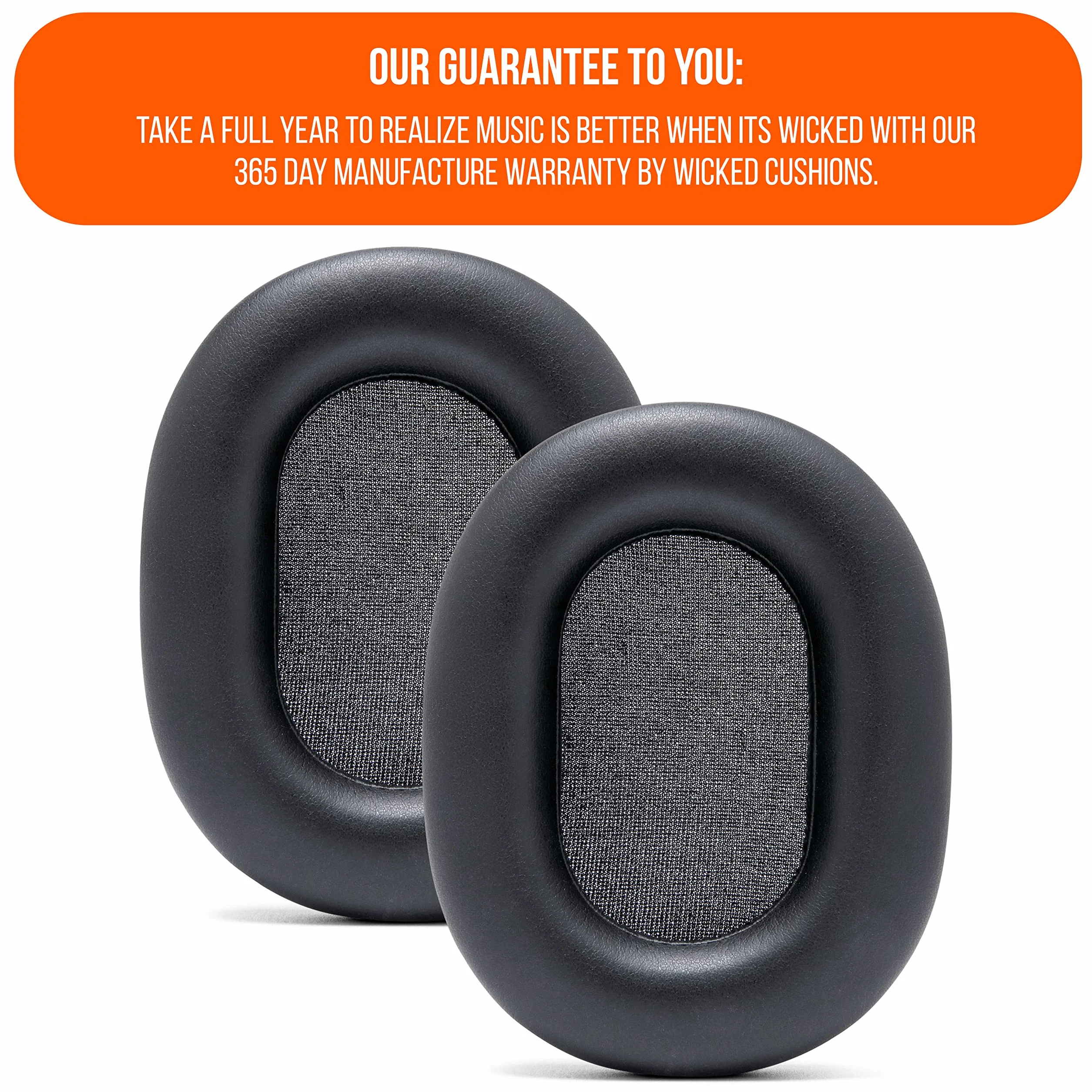 WC PadZ XM5 – zamienne nauszniki kompatybilne z Sony WH-1000XM5 | Od Wicked Cushions | Miękka skóra PU, wyjątkowa grubość i pianka z pamięcią kształtu izolująca dźwięk | Black