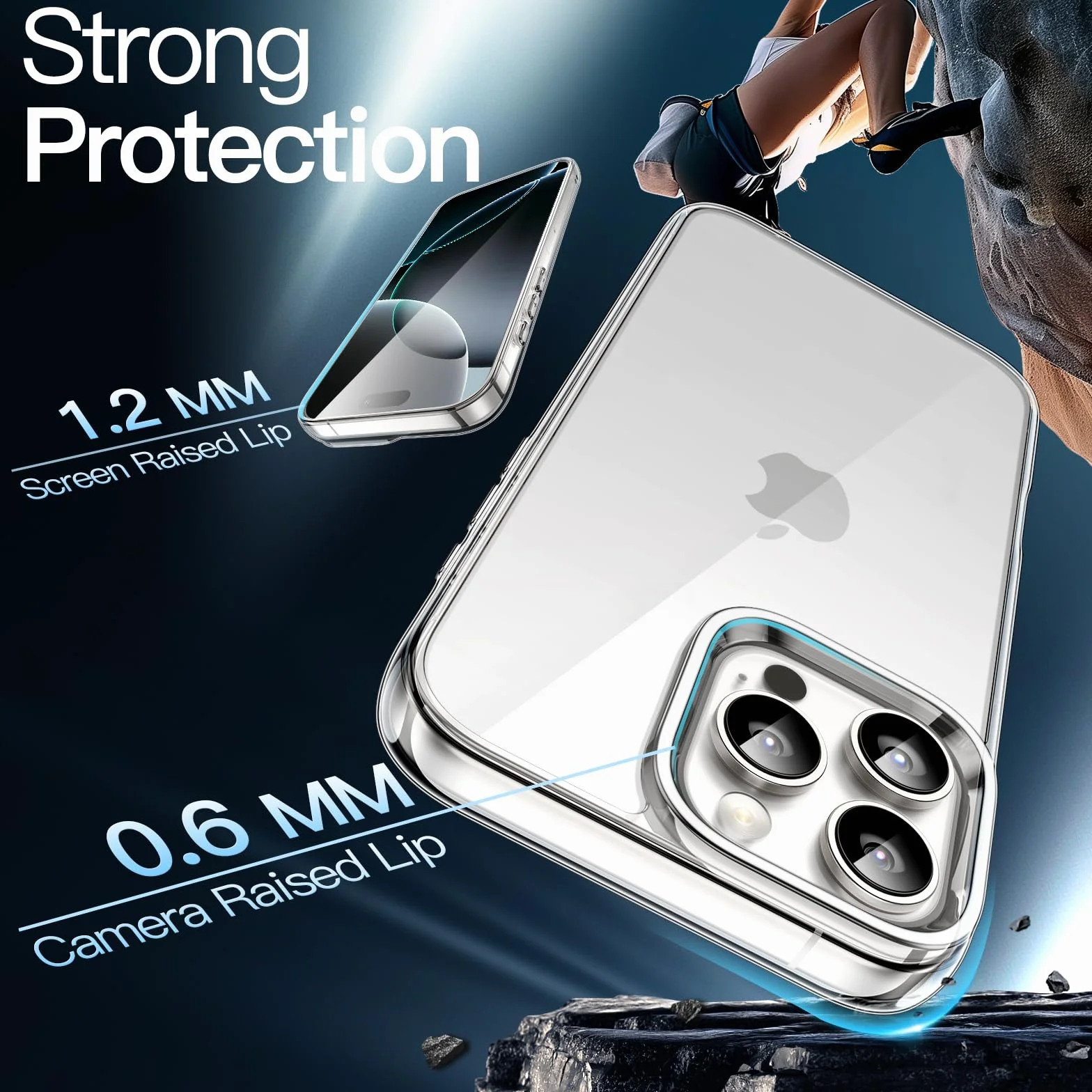 JETech Etui iPhone 16 Pro 6,3 Cala Nieżółknące Odporne na Wstrząsy Przezroczyste