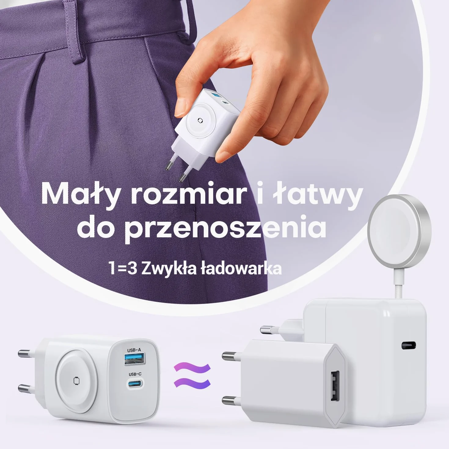 Ładowarka do Apple Watch, ładowarka USB C 3 w 1 20 W doiPhone'a PD 3.0, szybka ładowarka do Apple Watch 9/8/7/6/Ultra/SE, kabel ładujący USB C doiPhone'a 15/15 Pro Max, doiPada, Czarny