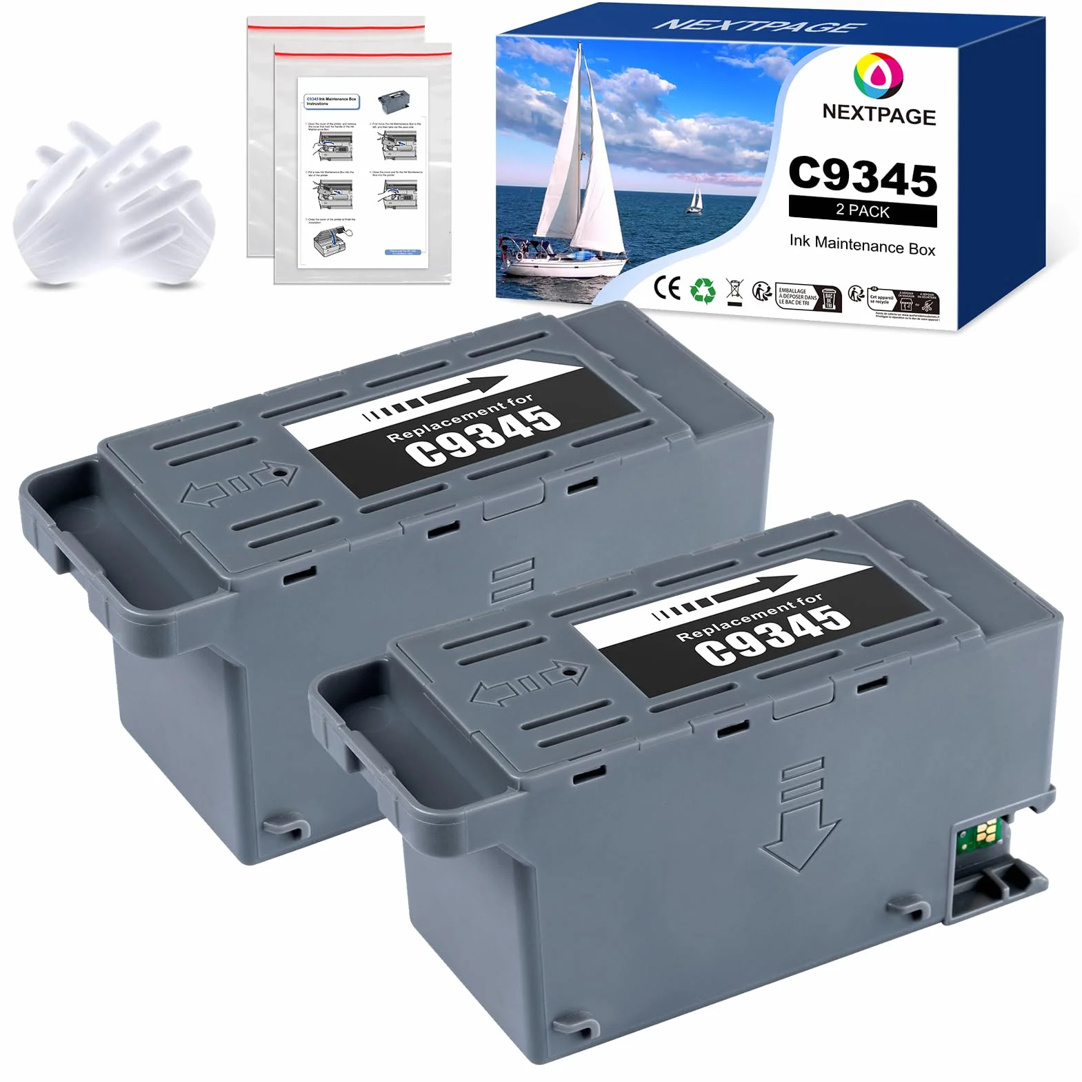 Nextpage C9345 pudełko konserwacyjne C12C934591 kompatybilne z Epson EcoTank Pro ET-5800 ET-5850 ET-5880 ET-16600 ET-16650 ET-16600, Ecotank L15150 L15158 L151600 Workforce Pro WF-7820 etc (C9345