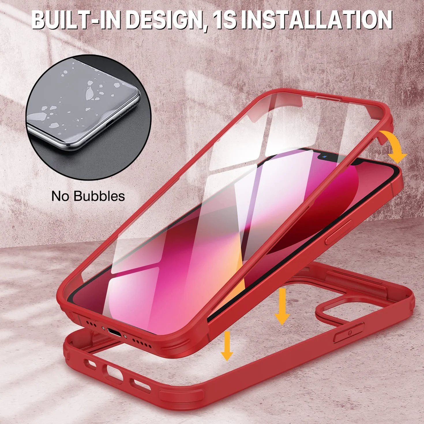 CENHUFO Etui ochronne do iPhone 13 Mini, etui ochronne 360 stopni z wbudowanym szkłem pancernym 9H, ochrona wyświetlacza i ochrona aparatu, odporne na uderzenia, etui typu bumper, etui na telefon