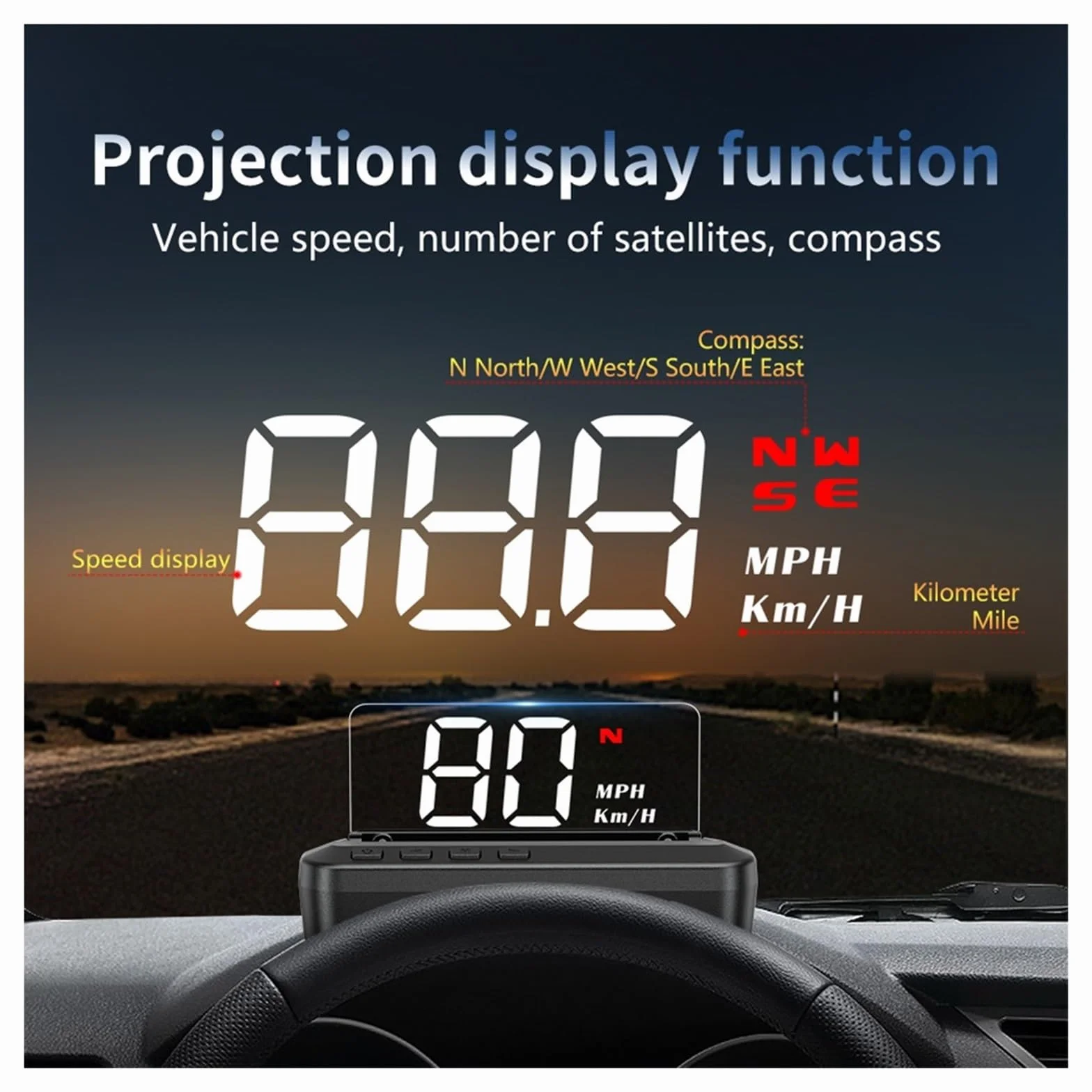 Panele Instrumentów Samochodowych Auto GPS Wyświetlacz Head-Up Elektronika Wyświetlacz Projektora HUD System Ostrzegania O Przekroczeniu Prędkości Alarm Napięcia Na Przedniej Szybie Cyfrowy Prędkościo