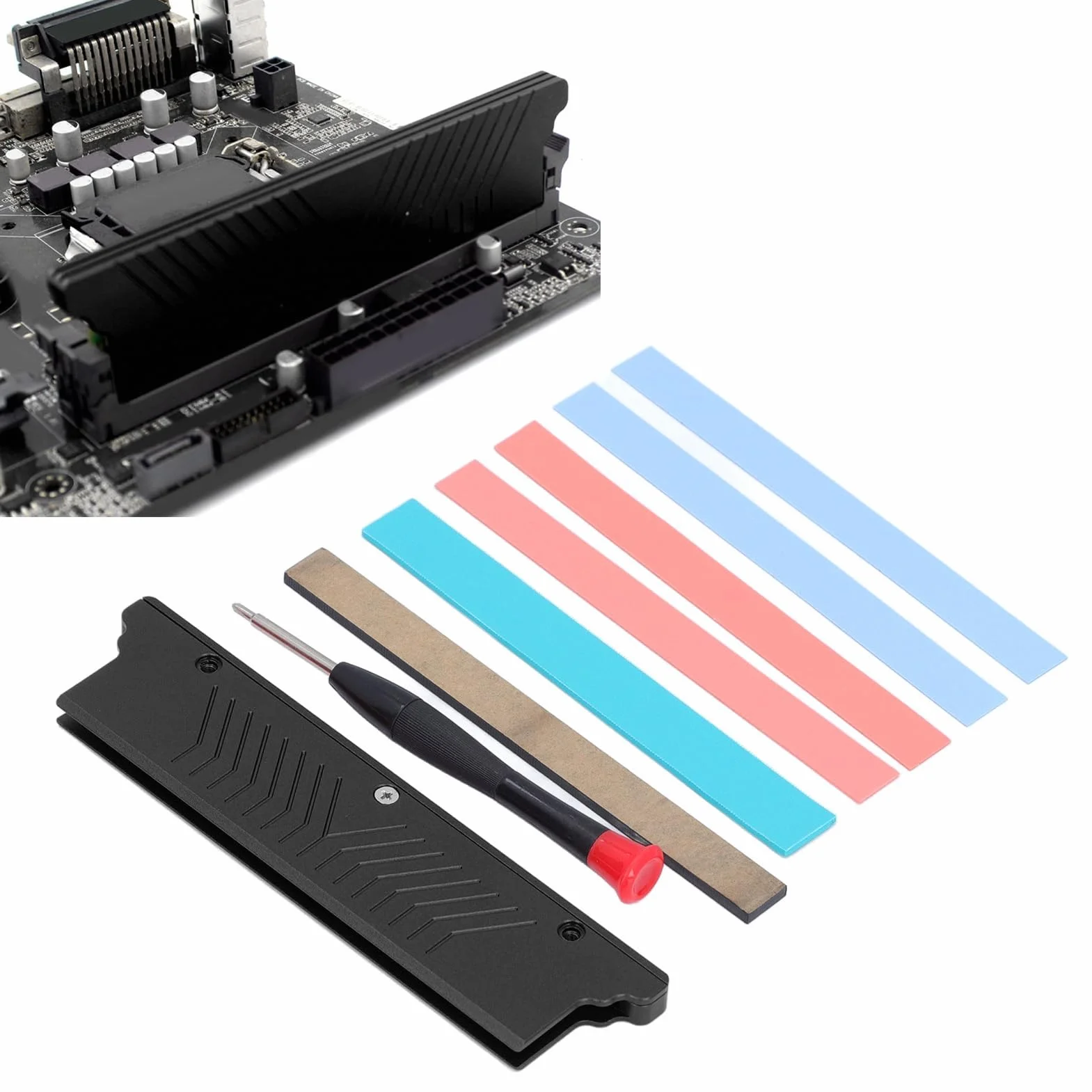 Dpofirs Pamięć RAM Cooler Wydajny Dwustronny Radiator ze Stopu Aluminium dla DDR1 DDR2 DDR3 DDR4 ECC, łatwa Instalacja Zapewniająca Bezpieczeństwo Pamięci Komputera Stacjonarnego (BLACK)