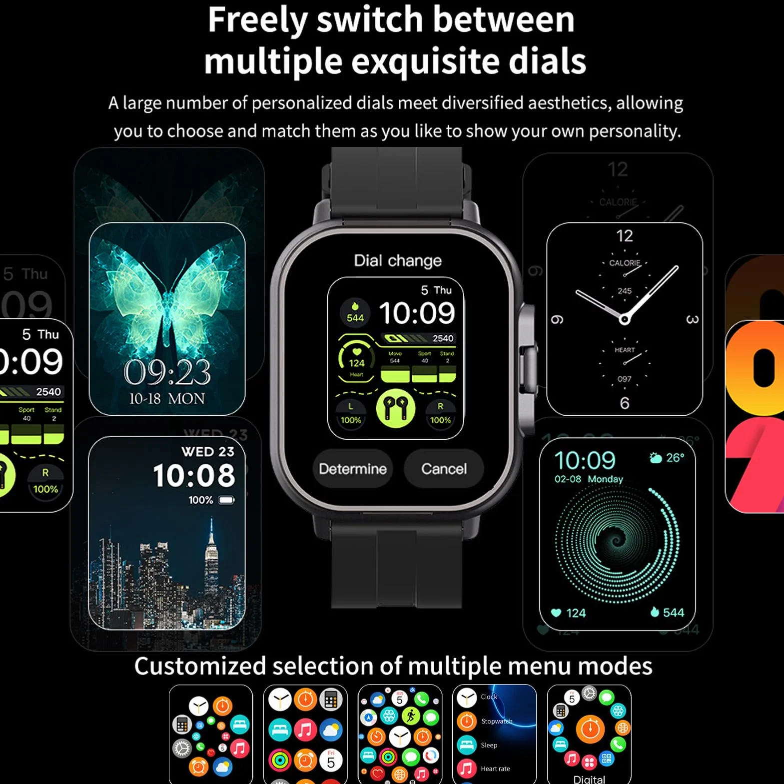 Denash 2 w 1 Smart Watch ze słuchawkami, 2,01" HD Smartwatch z funkcją telefonu, 100+ trybów sportowych, wodoszczelność IP67, zegarek sportowy z monitorem tętna, monitor snu, krokomierz, do systemu