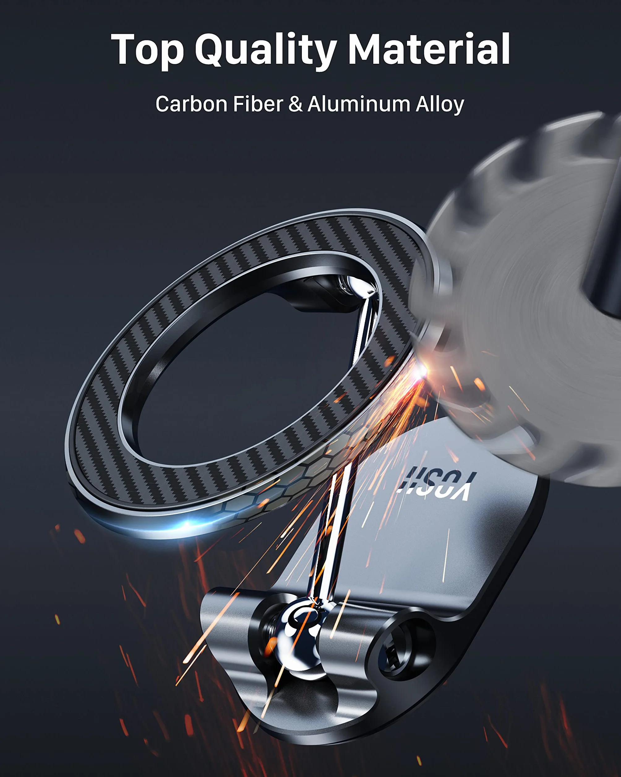 YOSH Odkurzacz do Magsafe magnetyczny uchwyt na telefon do samochodów, nano stabilna przyssawka do przedniej szyby deski rozdzielczej, magnesy N55 do iPhone'a 17 16 15 14 13 Samsung Pixel, niebieski