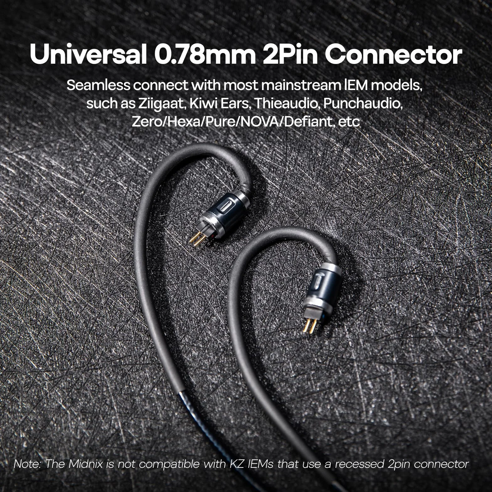 Linsoul Thieaudio Midnix IEM Kabel, 2-żyłowy, z miedzi monokrystalicznej 6N, podwójne wtyczki 3,5 mm/4,4 mm, typ Litz 4, 1,2 m, 0,78 mm, 2-pinowy, zamienny przewód do profesjonalnych słuchawek