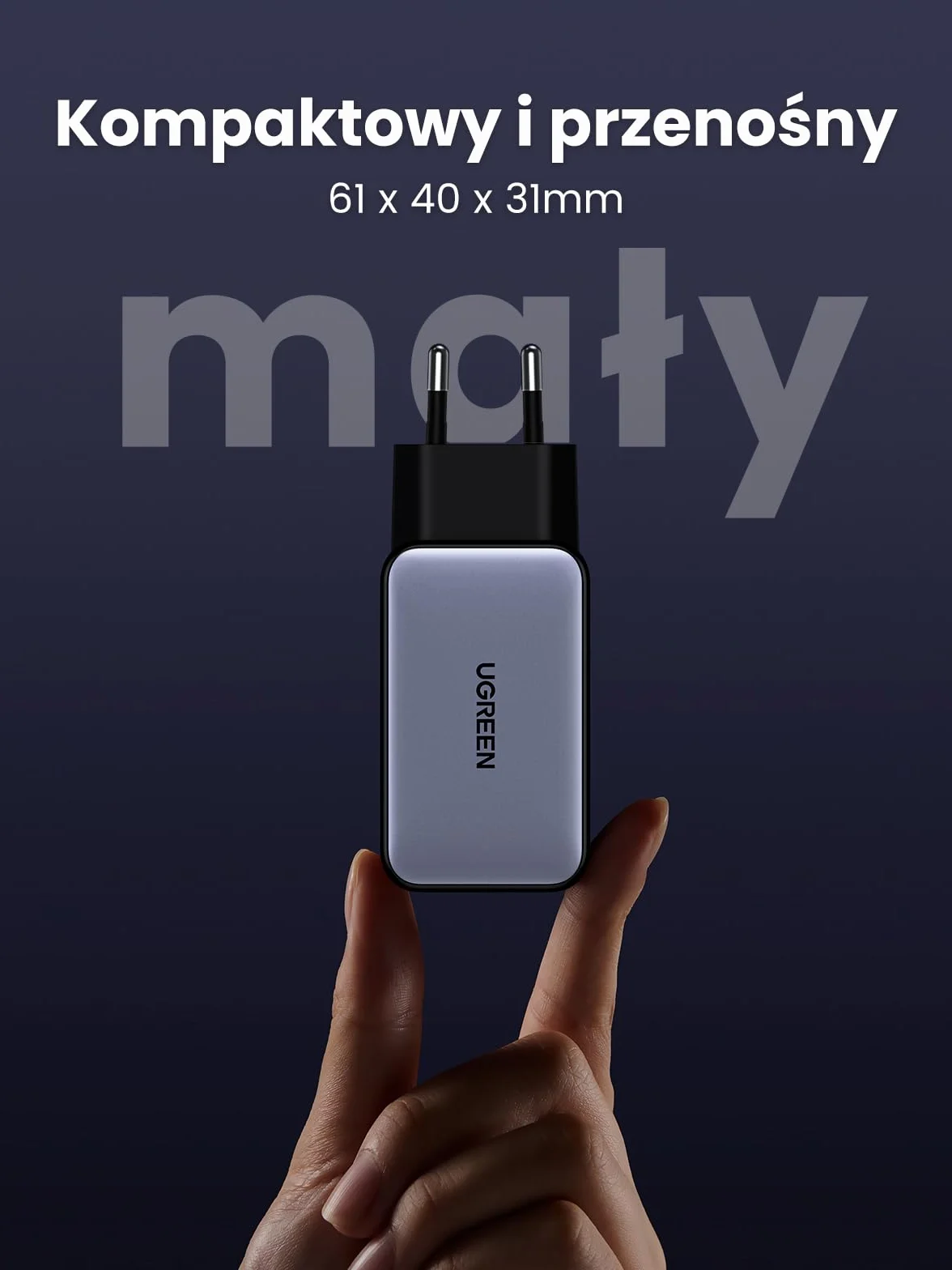UGREEN Nexode Ładowarka 65 W USB-C z 3 portami USB-C, ładowarka do laptopa | Zasilacz GaN, kompaktowa szybka ładowarka PPS, kompatybilna z MacBookiem Pro, iPhone'em 17 Air, 16, Galaxy S25 Ultra