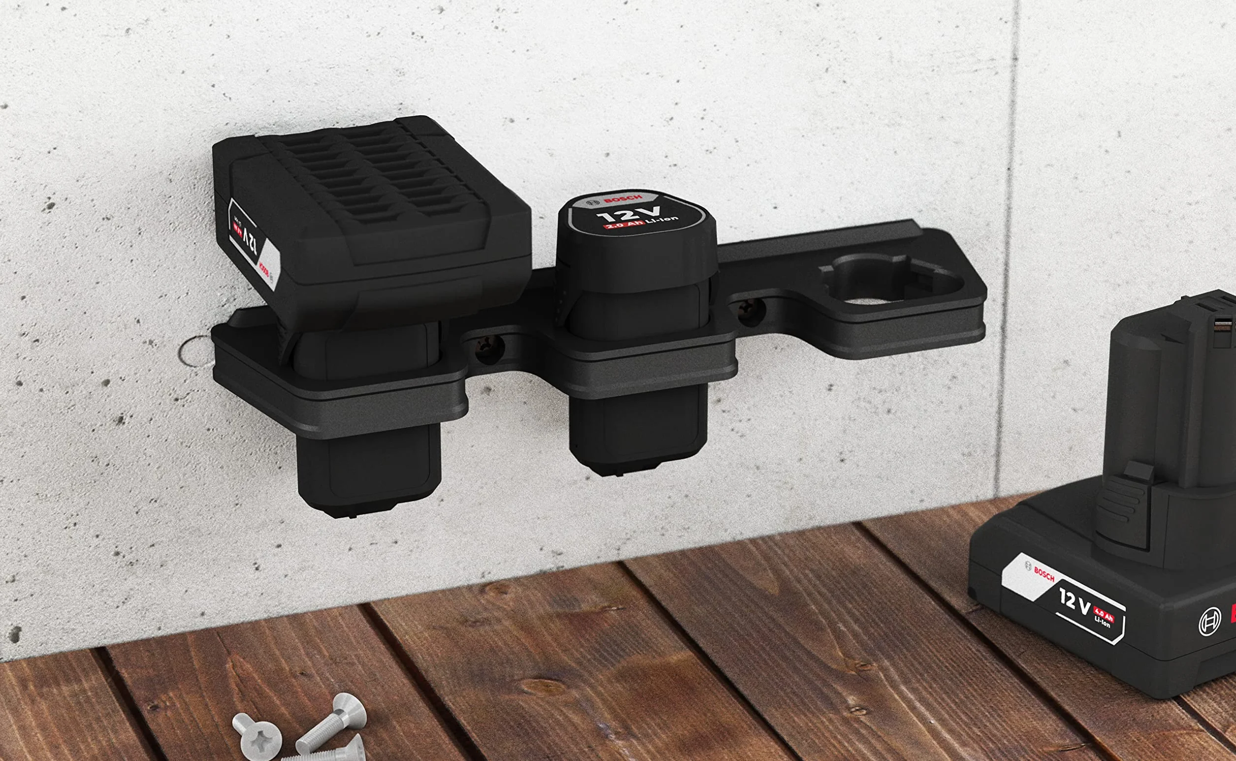 NewGround Designs Uchwyt ścienny do akumulatora odpowiedni do akumulatorów Bosch Professional 12 V (seria GBA), uchwyt ścienny Made in Germany (3 akumulatory)